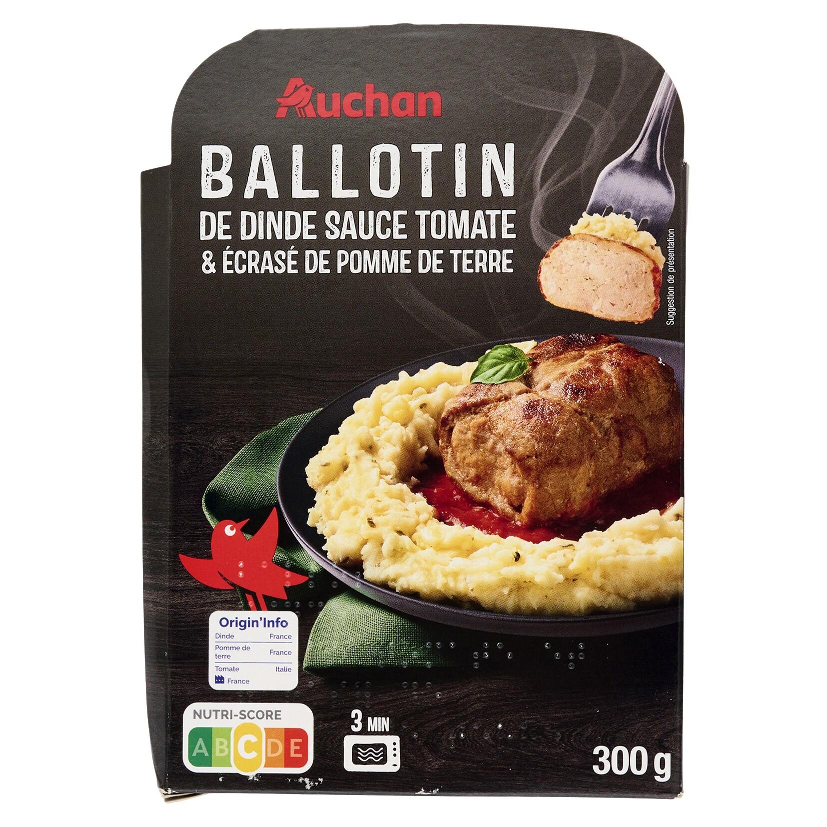 AUCHAN Ballotin de dinde et son écrasé de pommes de terre 300g