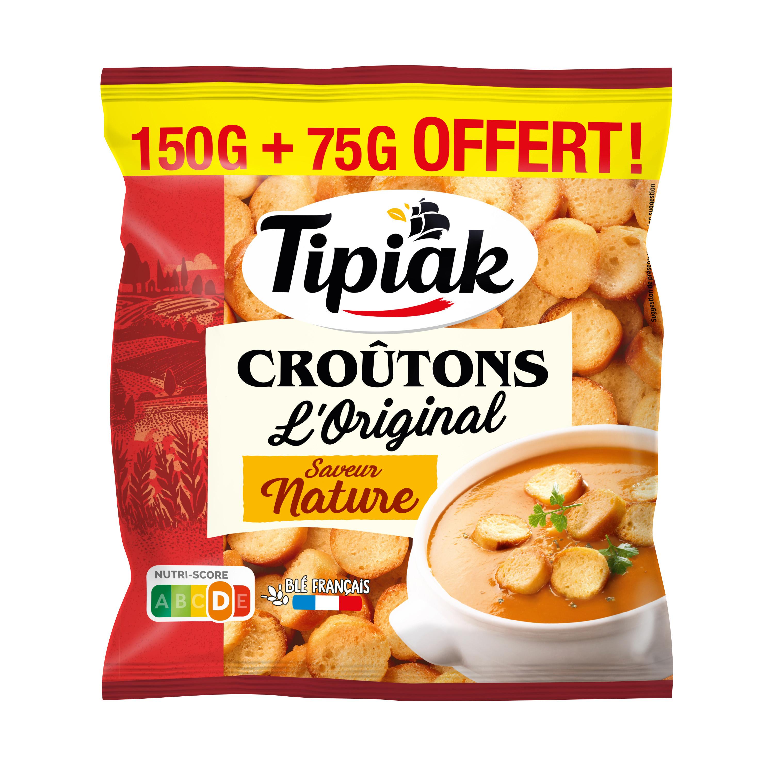 TIPIAK Croûtons pour soupe nature 1 sachet 225g FORMAT PROMO