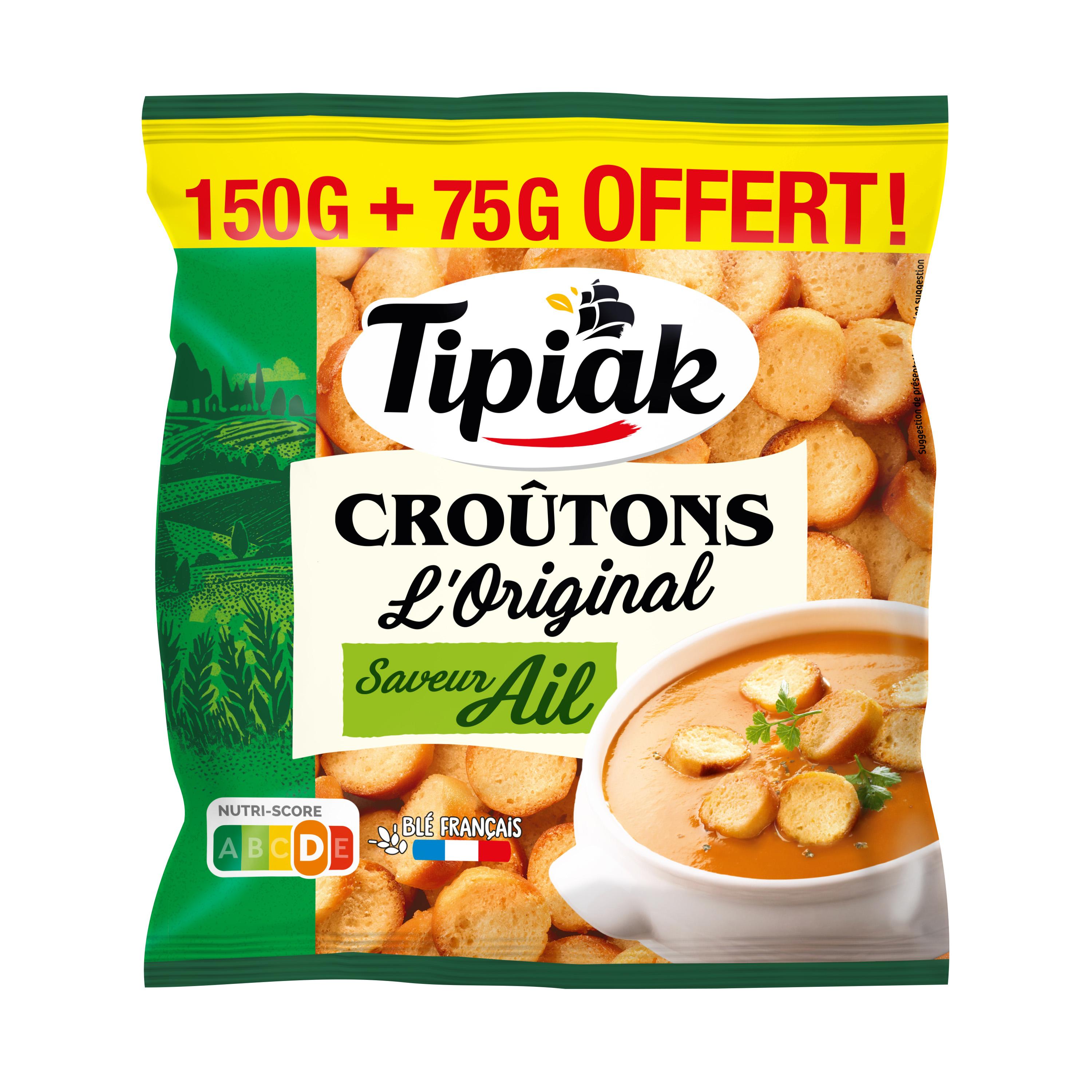 TIPIAK Croûtons goût ail 9 portions 225g FORMAT PROMO