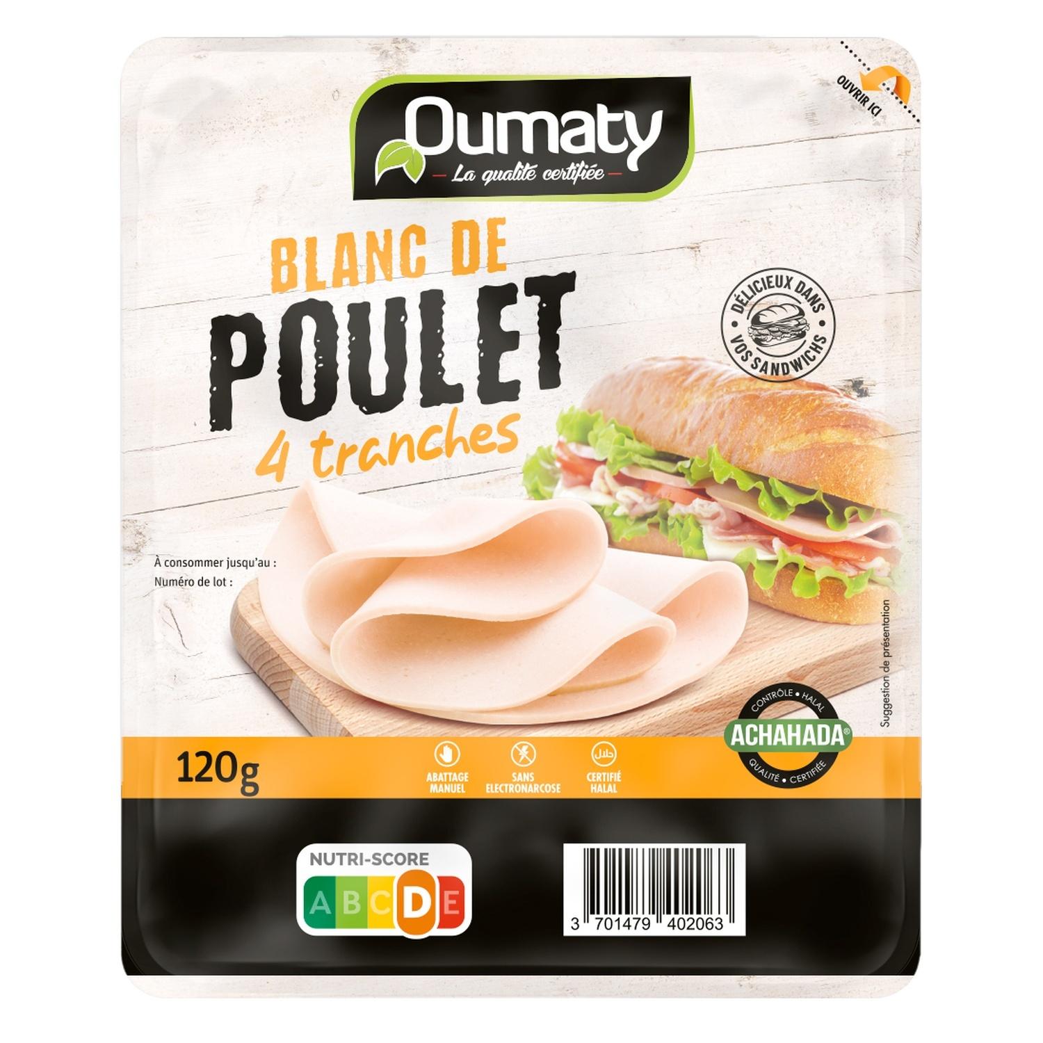 OUMATY Blanc de poulet halal 4 tranches 120g