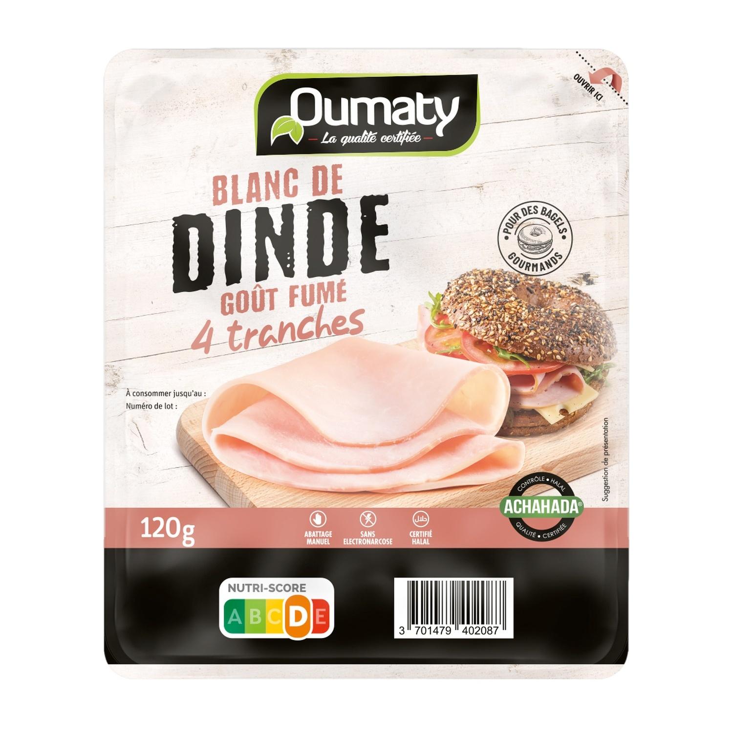 OUMATY Blanc de dinde fumé halal 4 tranches 120g