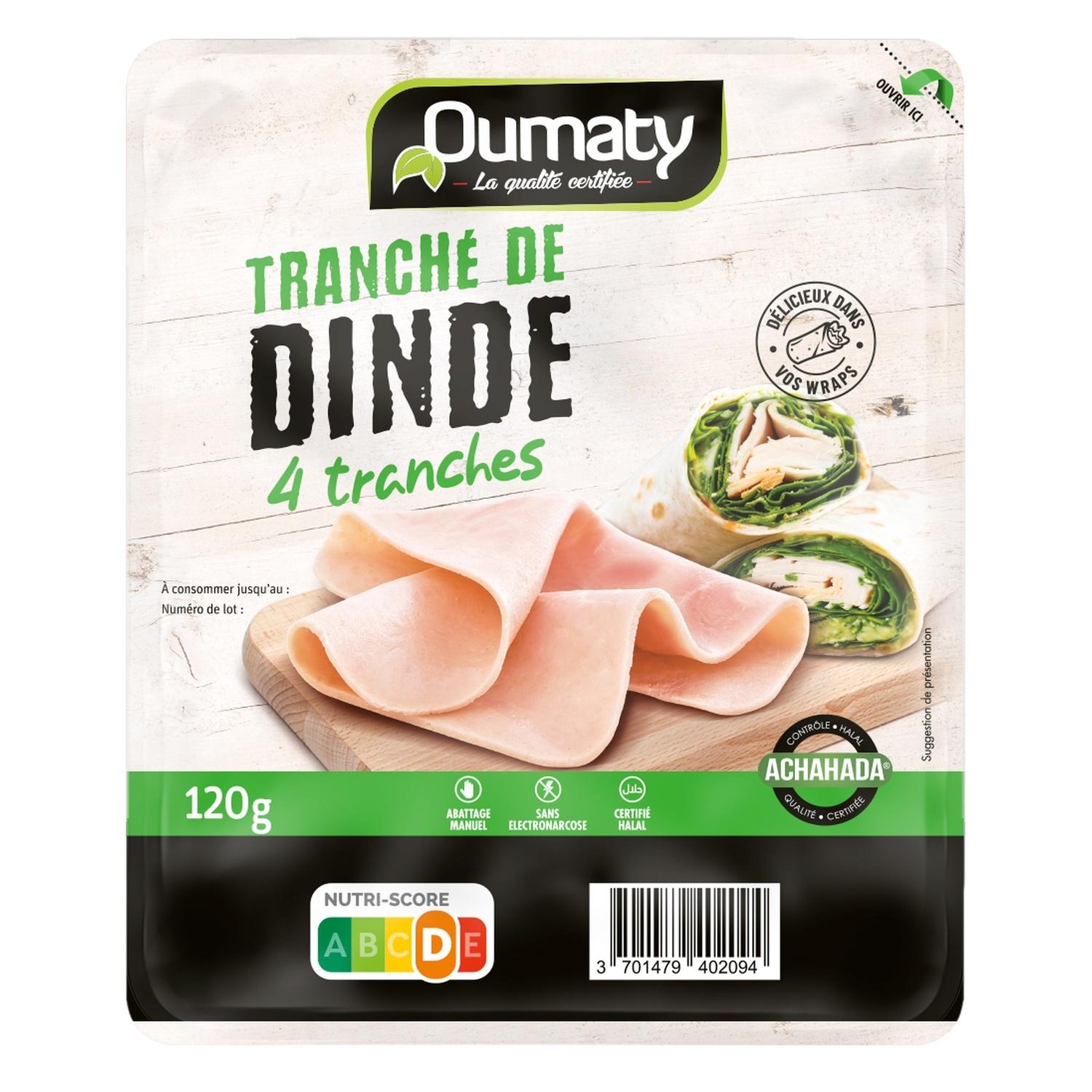 OUMATY Jambon de dinde halal 4 tranches 120g