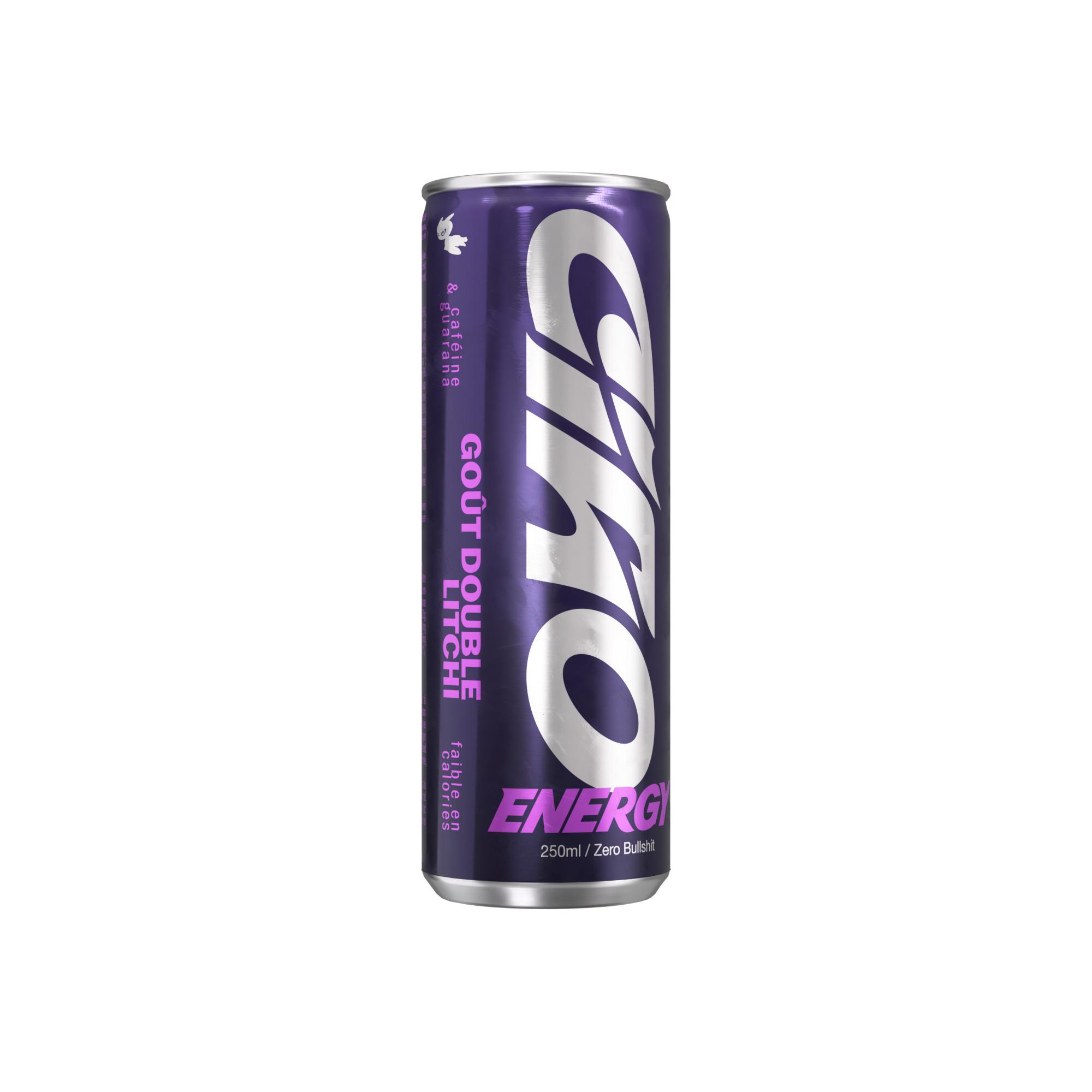 CIAO ENERGY Boisson énergisante gazeuse saveur double litchi boîte 25cl