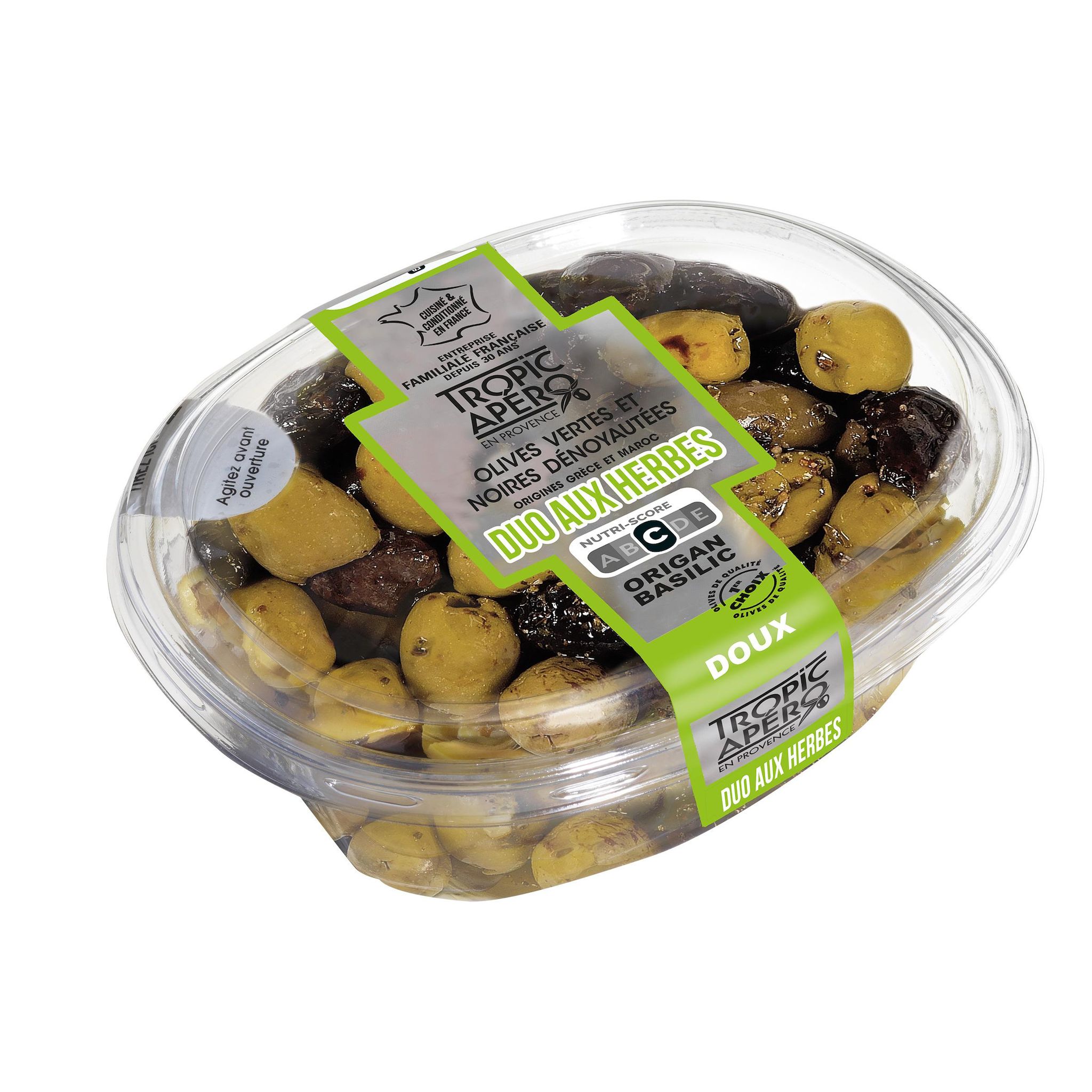 TROPIC APERO Olives vertes et noires dénoyautées aux herbes 200g