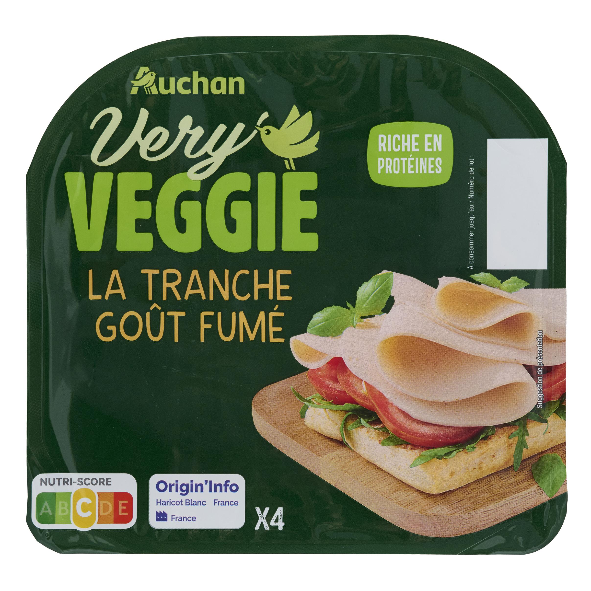 AUCHAN Very Veggie tranches haricots blancs fumés végétal 4 tranches 110g