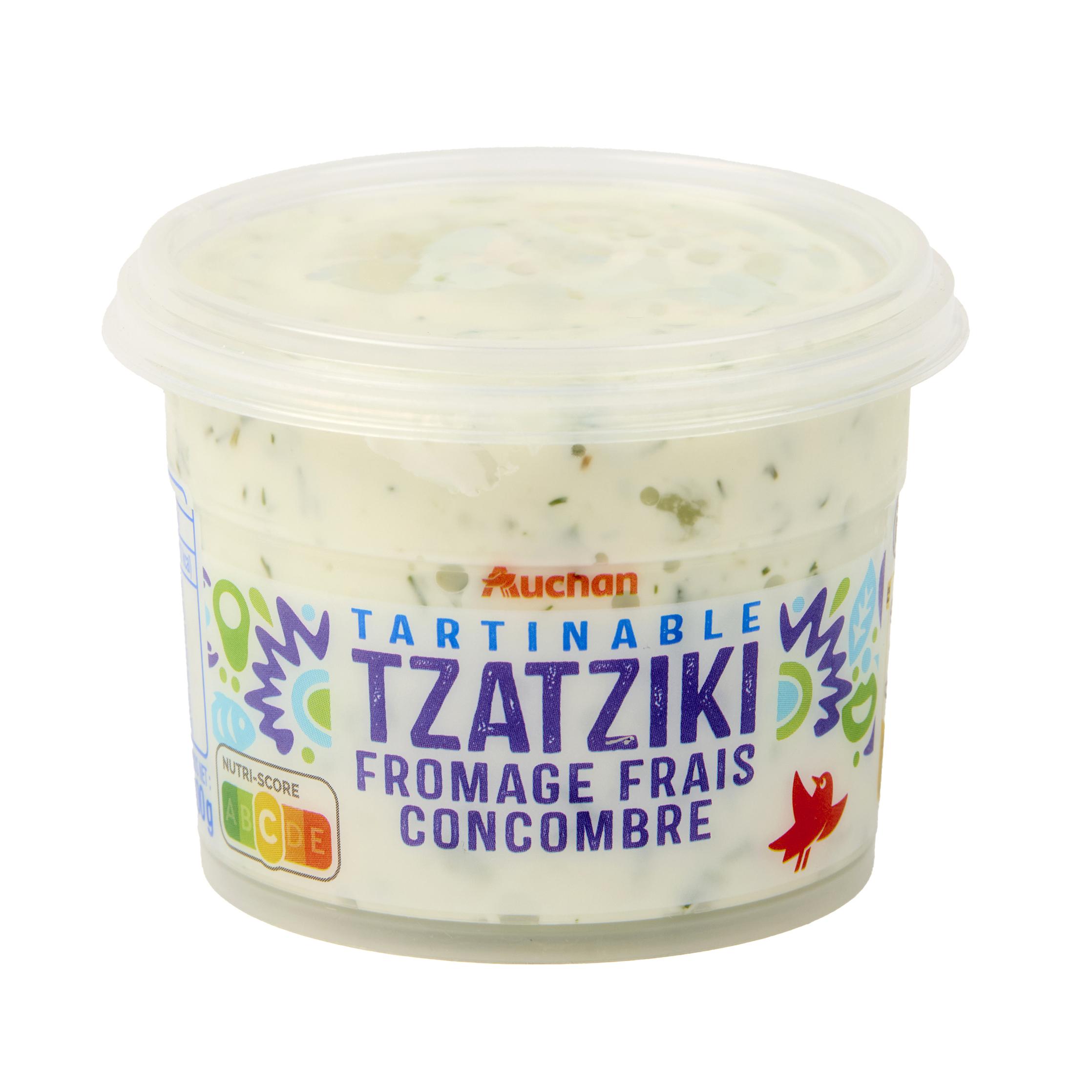 Voir la diapositive 4 : AUCHAN Fromage frais tartinable tzatziki concombre 100g