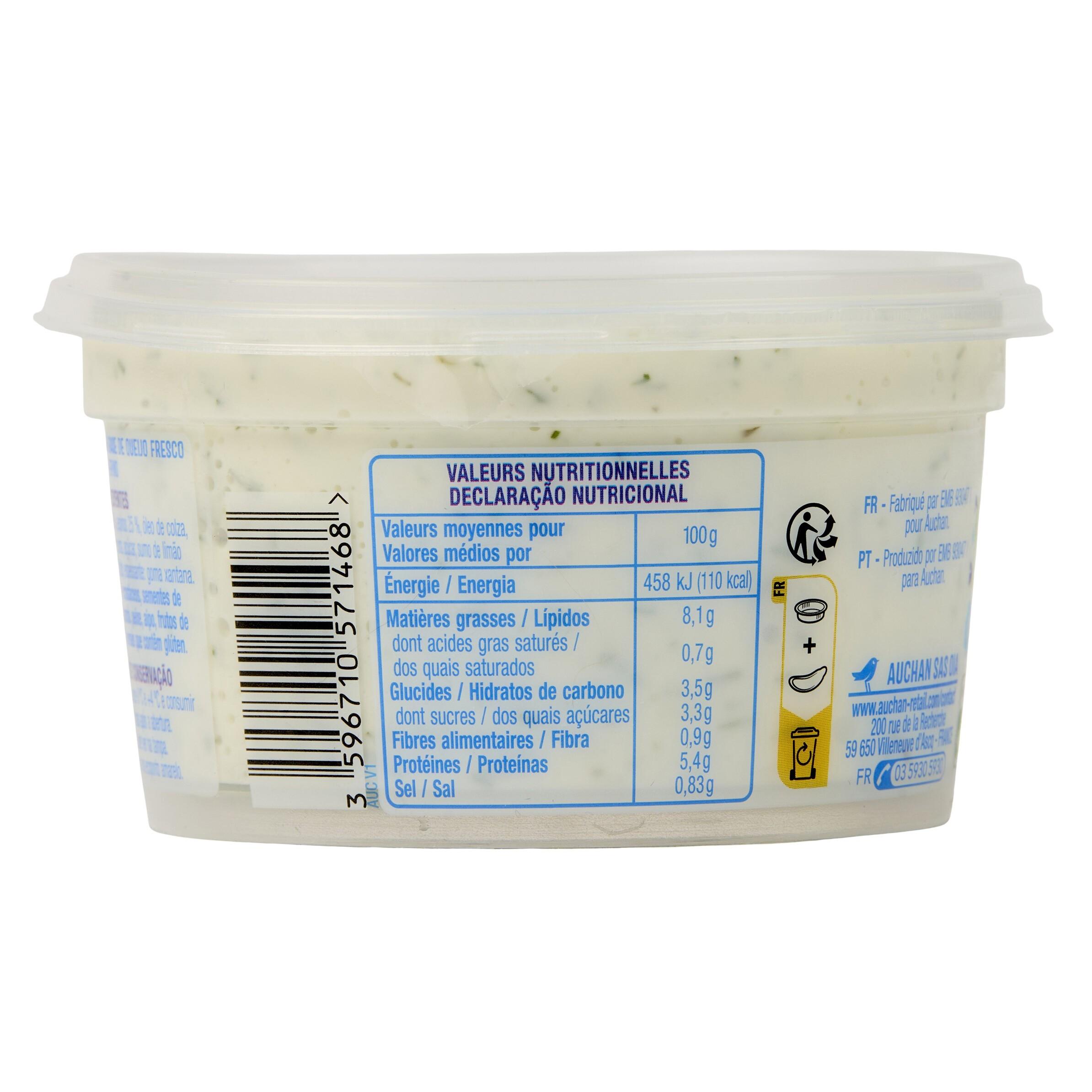 Voir la diapositive 3 : AUCHAN Tzatziki fromage frais concombre à tartiner 200g