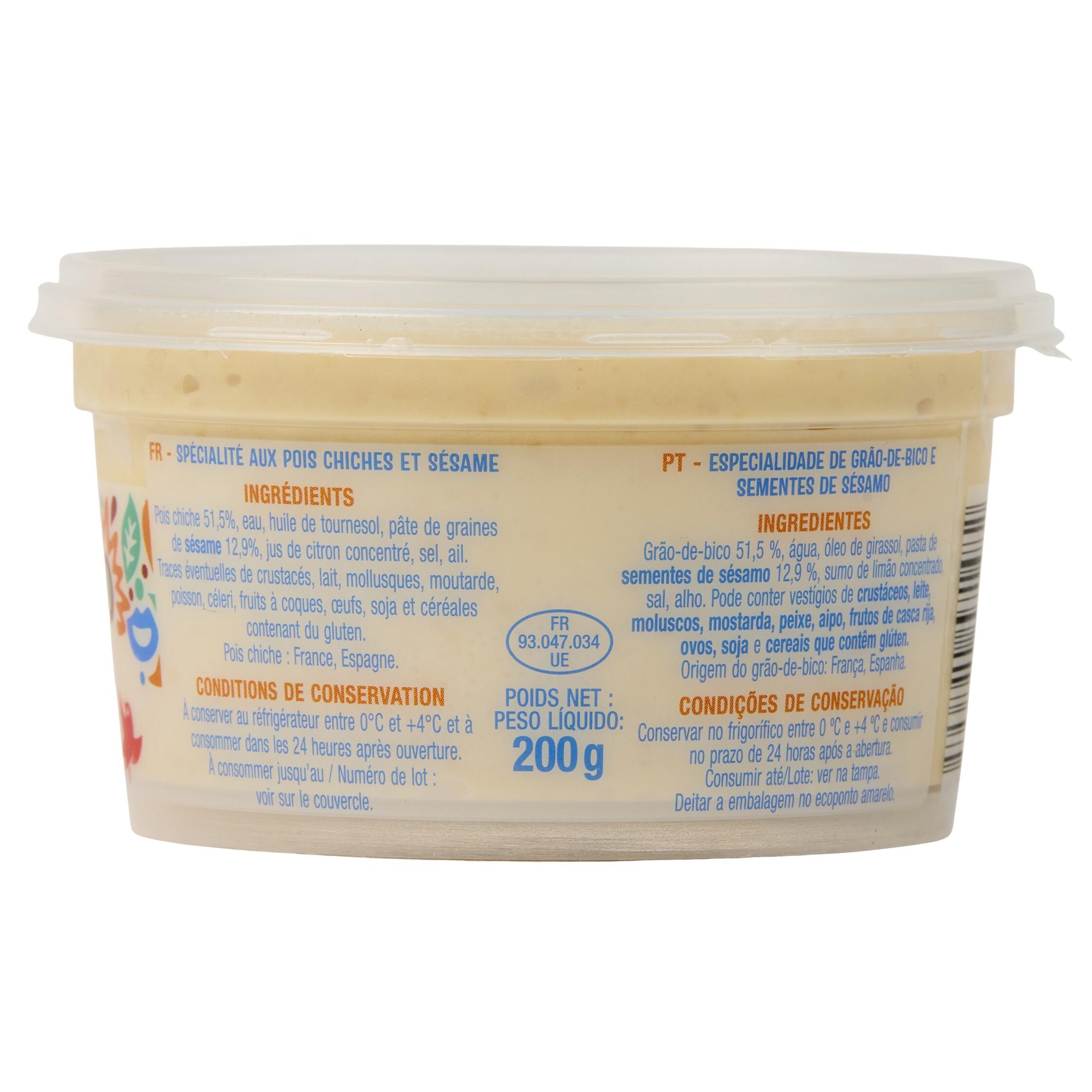 Voir la diapositive 2 : AUCHAN Houmous aux pois chiches 200g