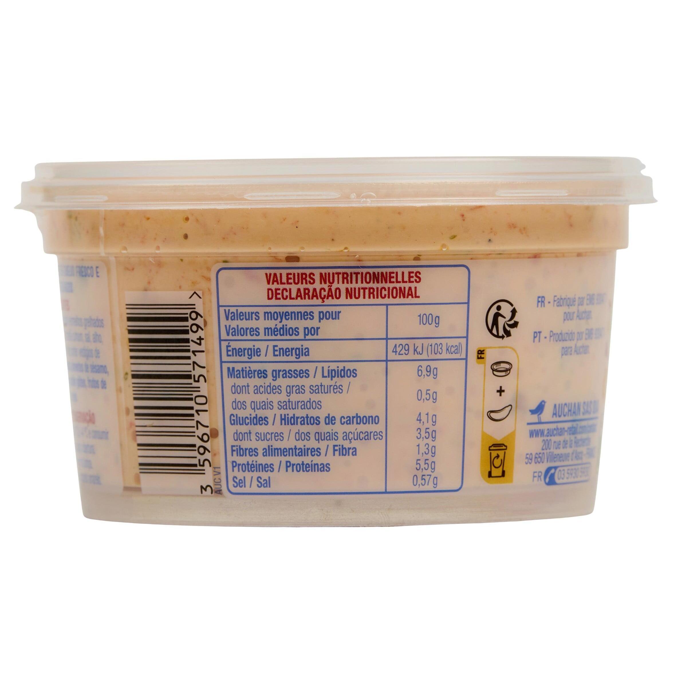 Voir la diapositive 3 : AUCHAN Fromage frais ktipiti poivron rouge à tartiner 200g