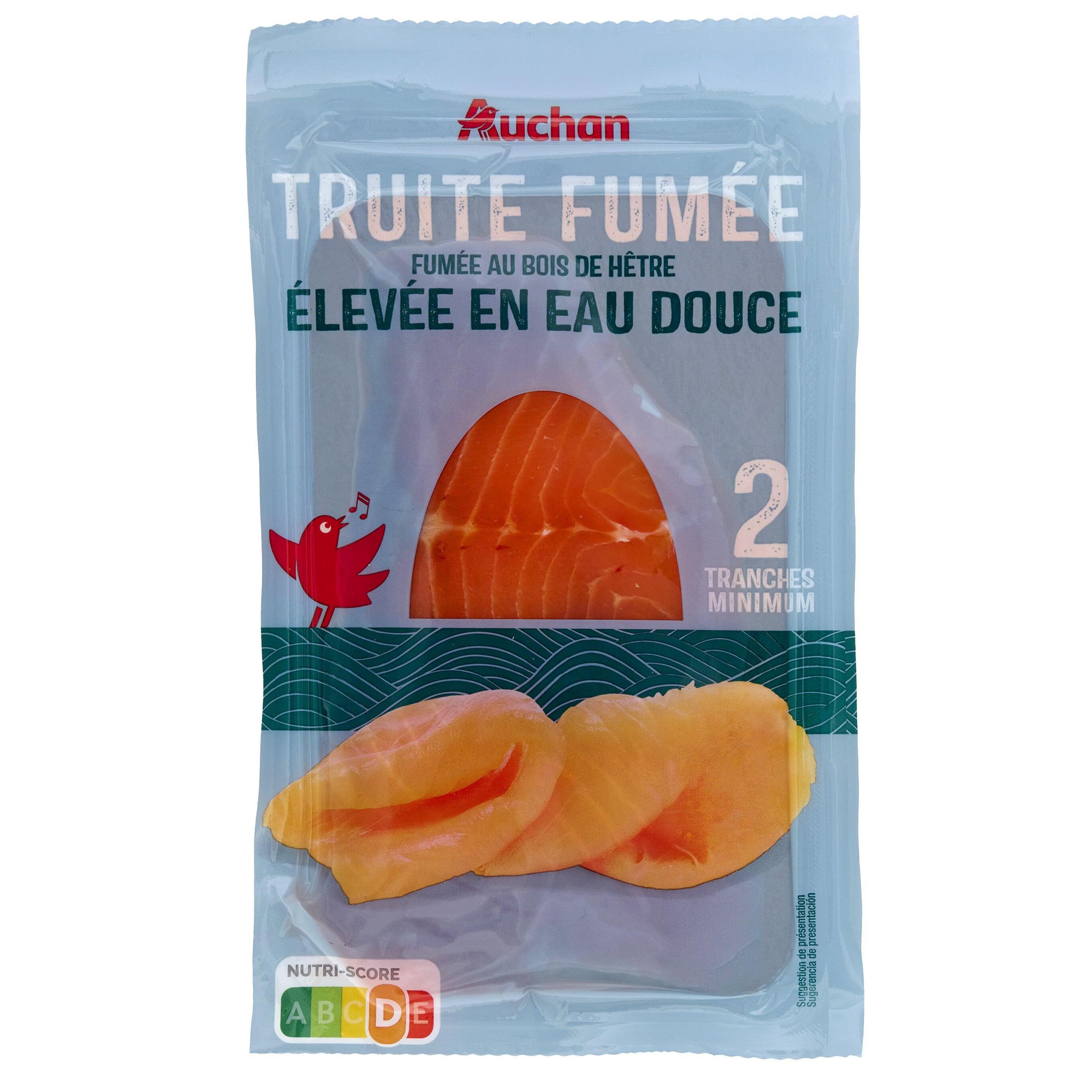 AUCHAN Truite fumée eau douce 2 tranches 50g