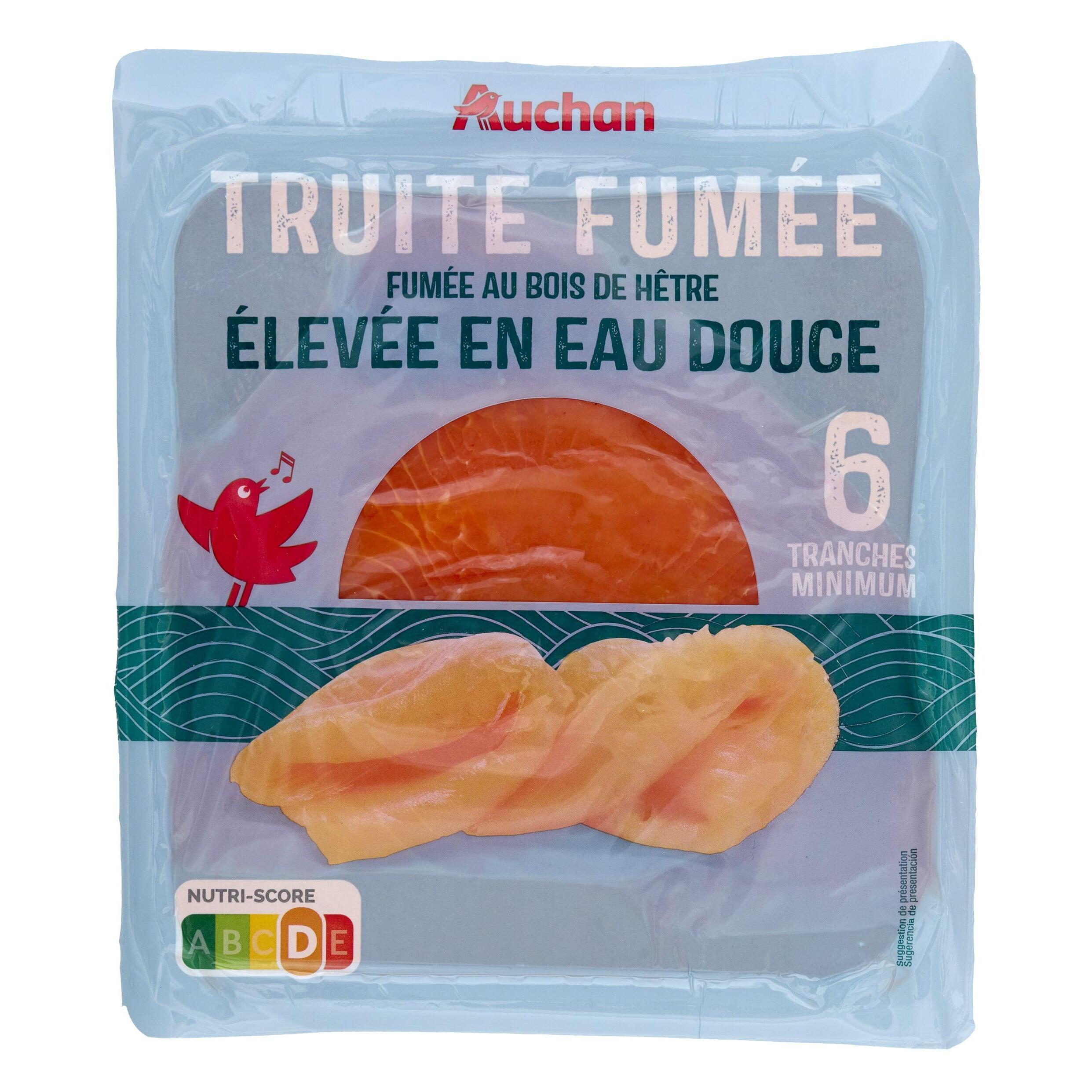 AUCHAN Truite fumée eau douce 6 tranches 150g