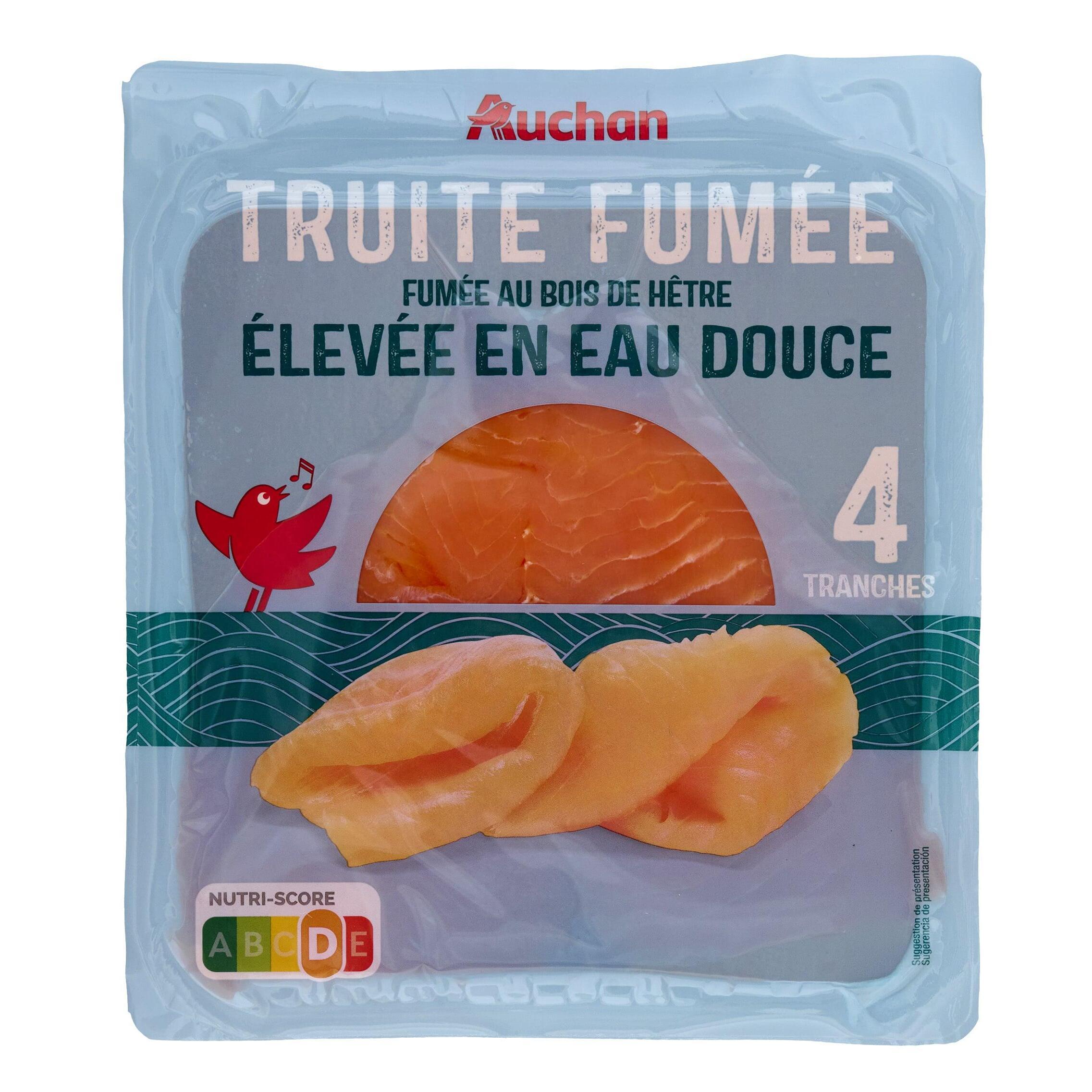 AUCHAN Truite fumée eau douce 4 tranches 100g