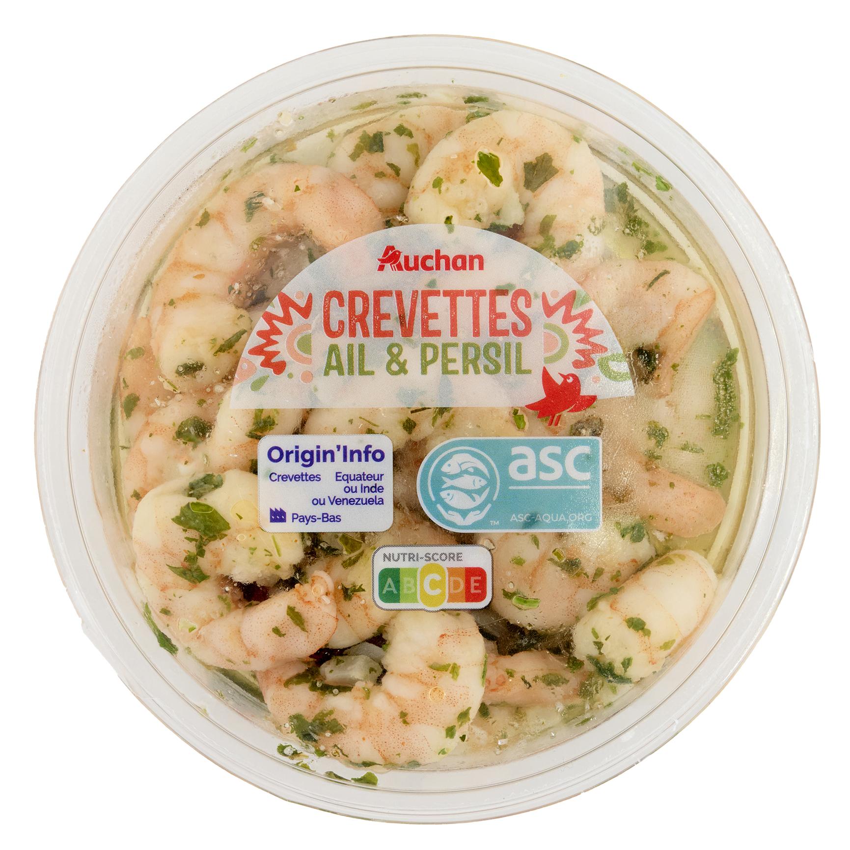 AUCHAN Crevettes ail et persil 100g