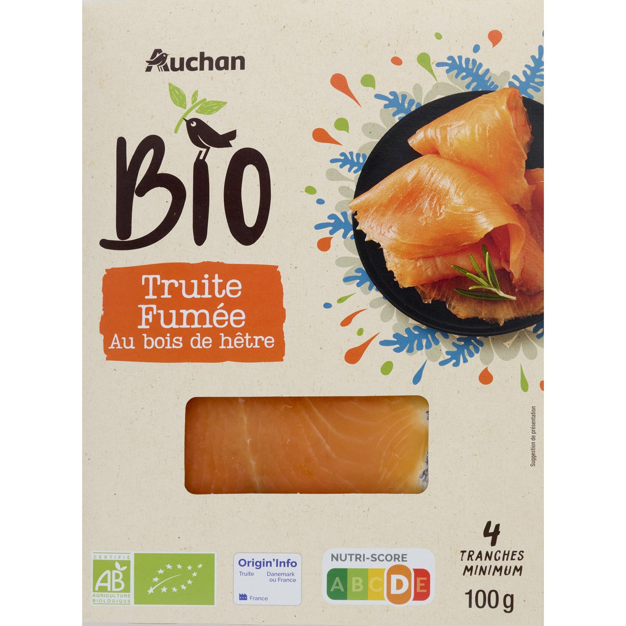 AUCHAN Truite fumée bio 4 tranches 100g