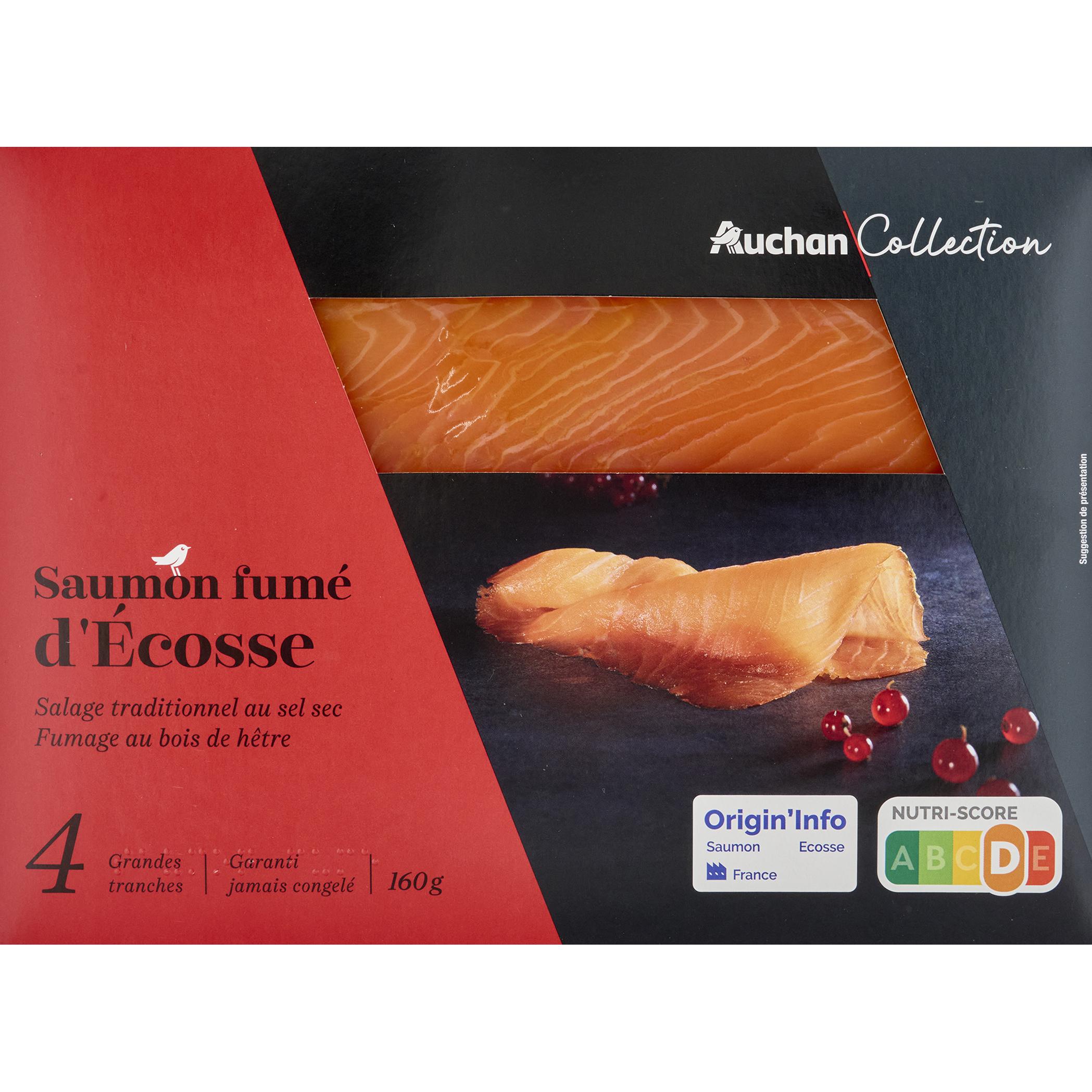AUCHAN COLLECTION Saumon fumé d'Ecosse 4 tranches 160g