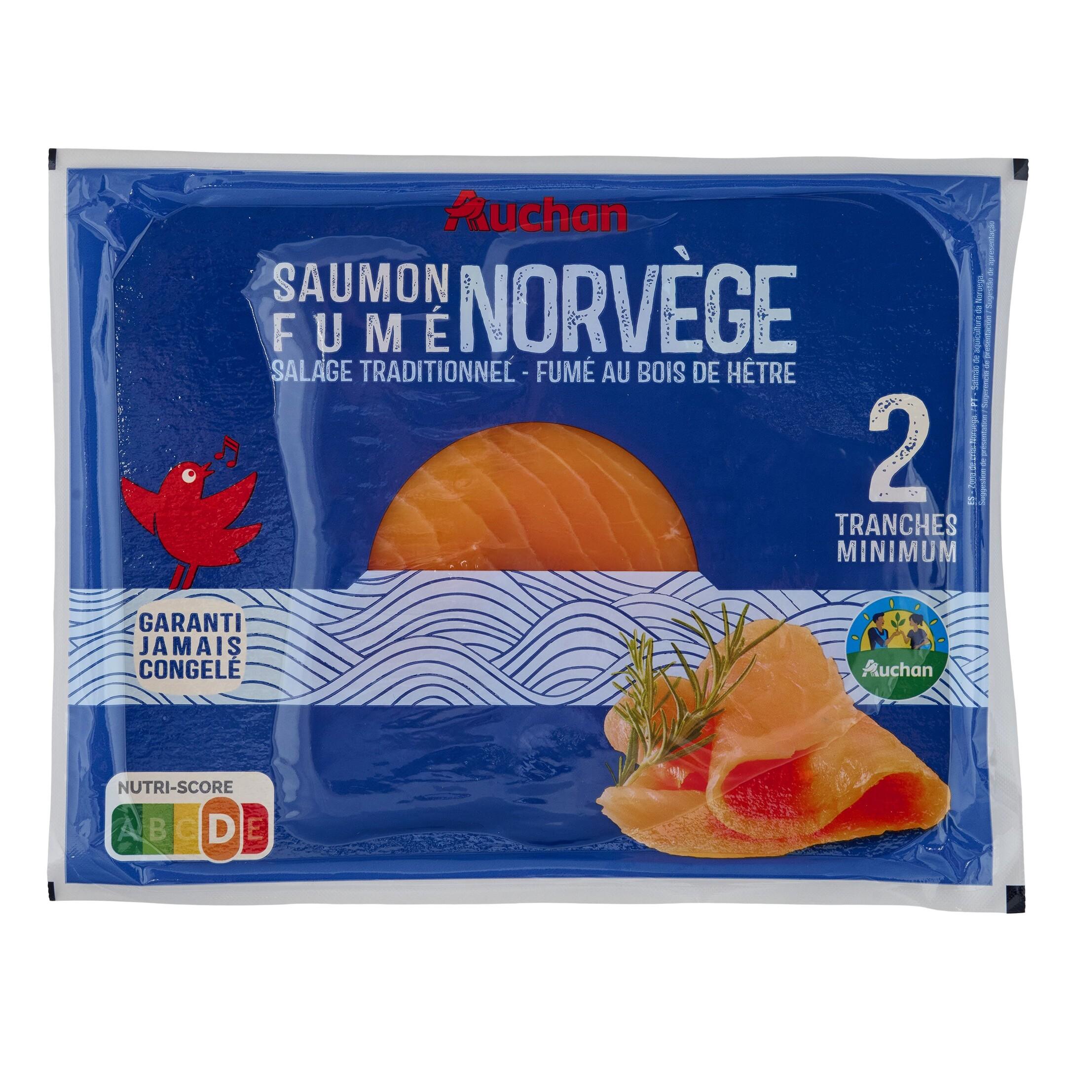 AUCHAN Saumon fumé de Norvège 2 tranches 65g