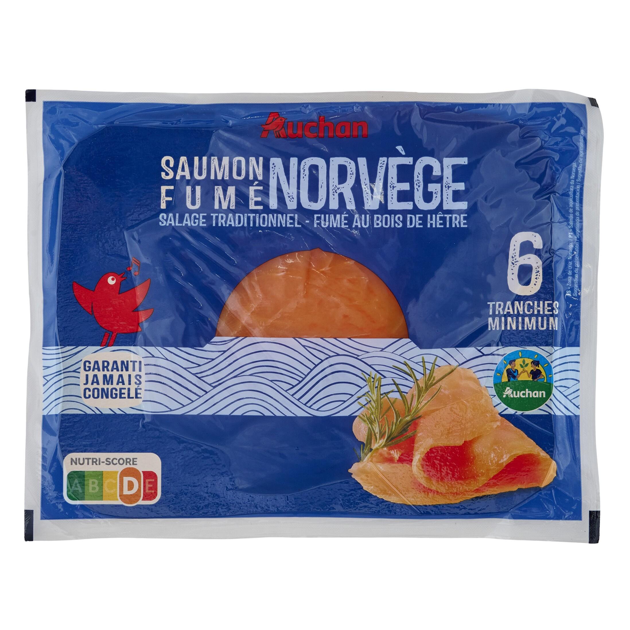 AUCHAN Saumon fumé de Norvège 6 tranches 195g