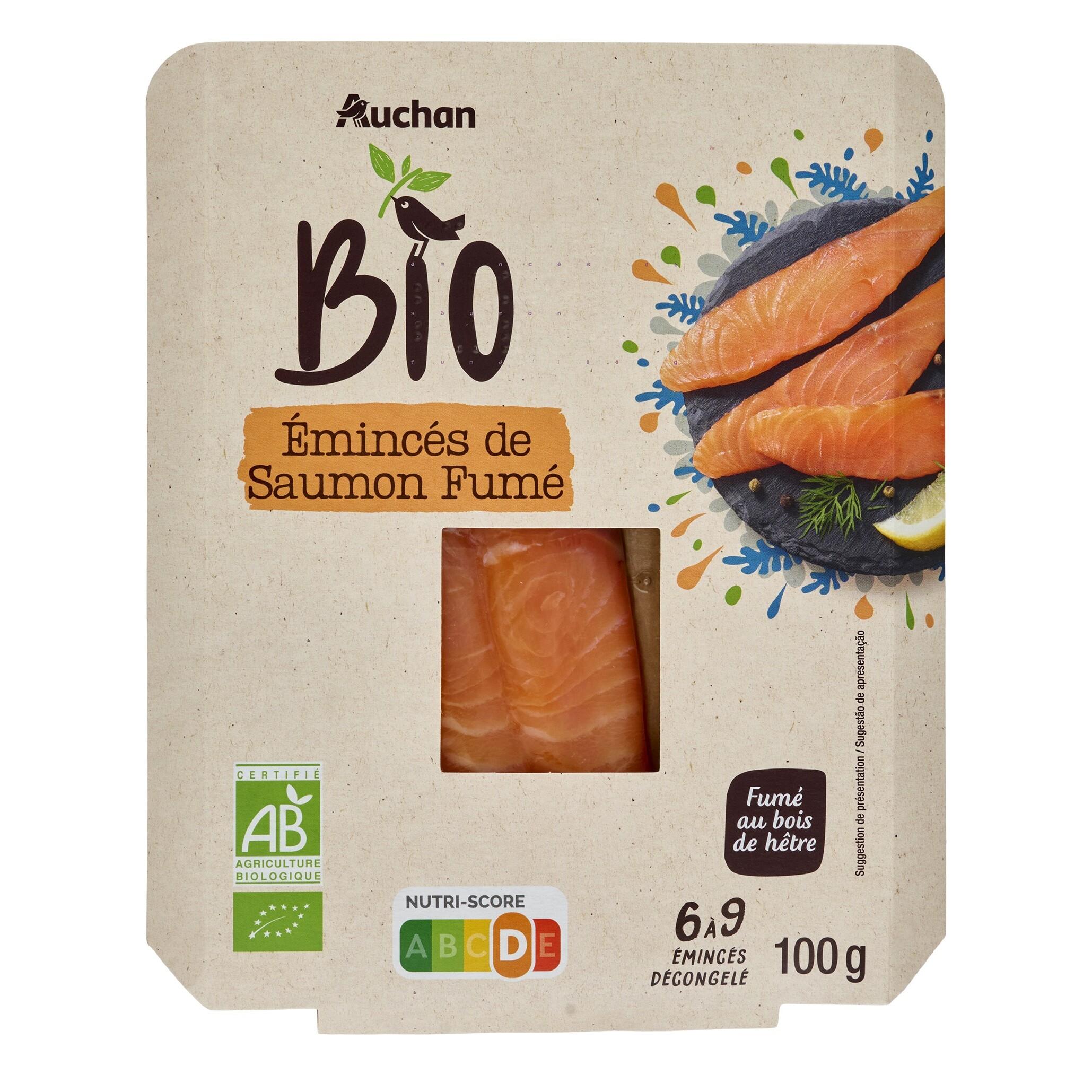 AUCHAN BIO Saumon fumé émincés 100g