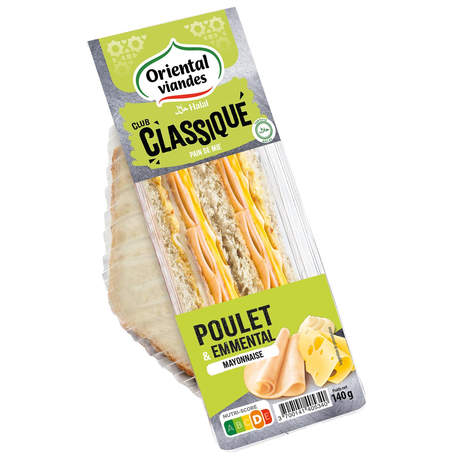 ORIENTAL VIANDES Club halal poulet emmental mayonnaise 140g