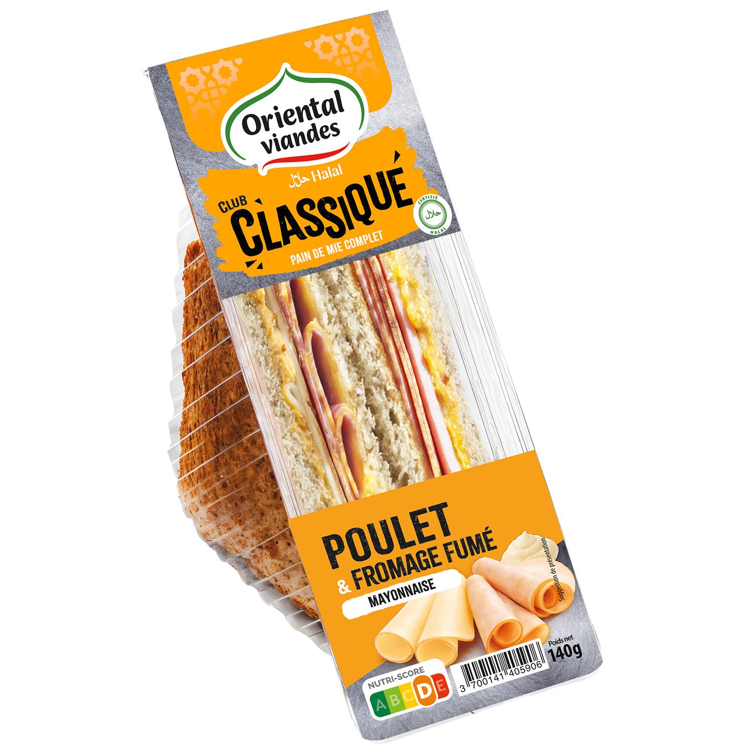 ORIENTAL VIANDES Club halal poulet fromage fumé mayonnaise 140g