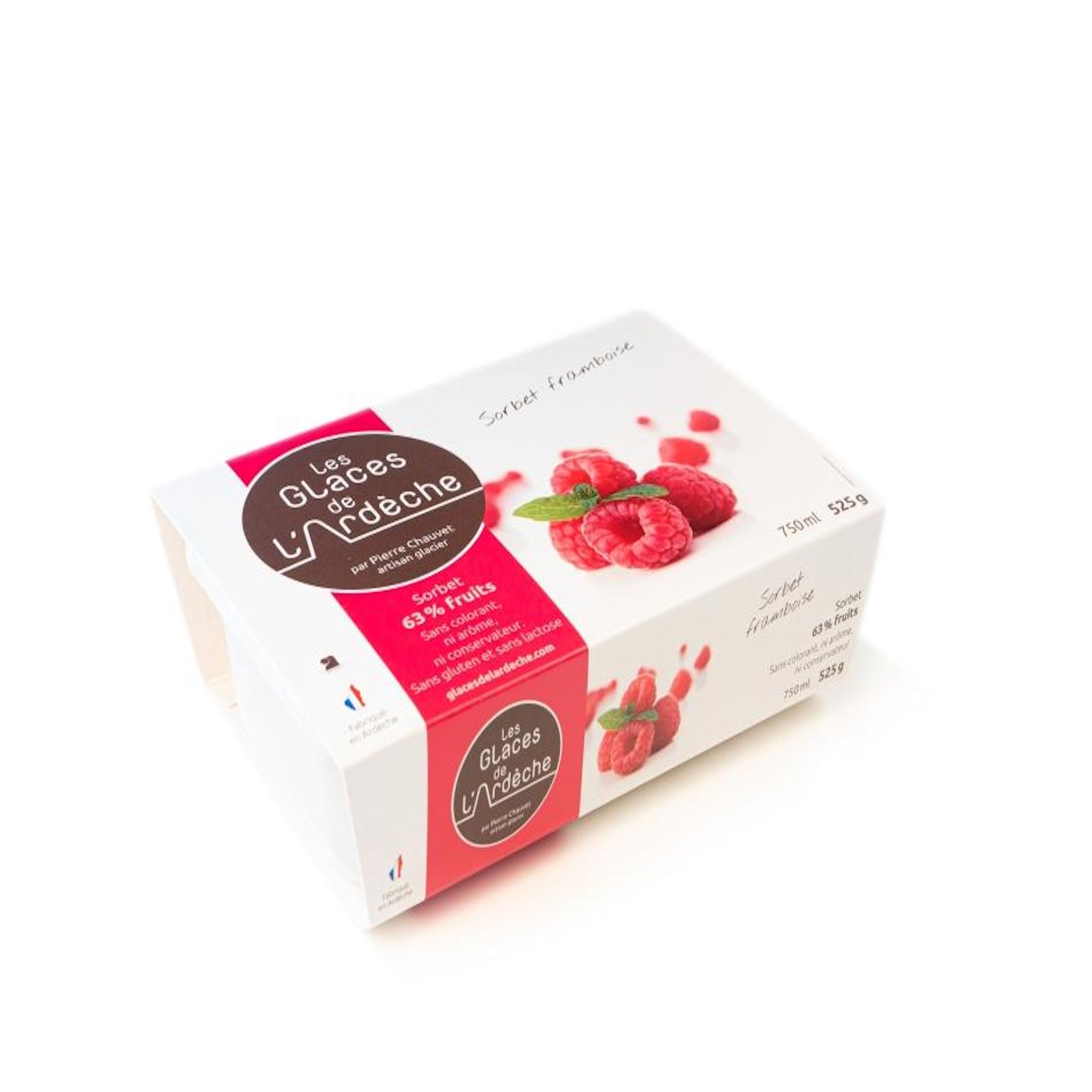 LES GLACES DE L'ARDECHE Sorbet framboise 550g