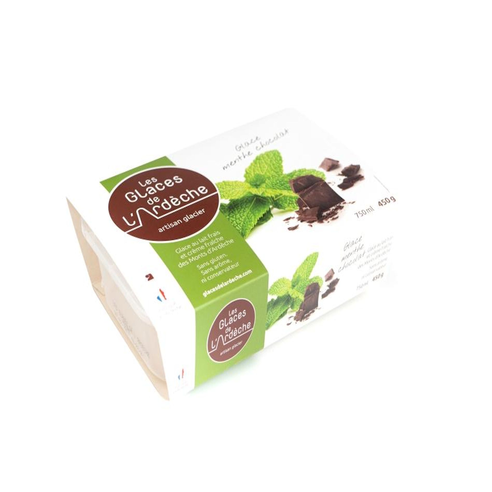 LES GLACES DE L'ARDECHE Glace menthe chocolat 450g