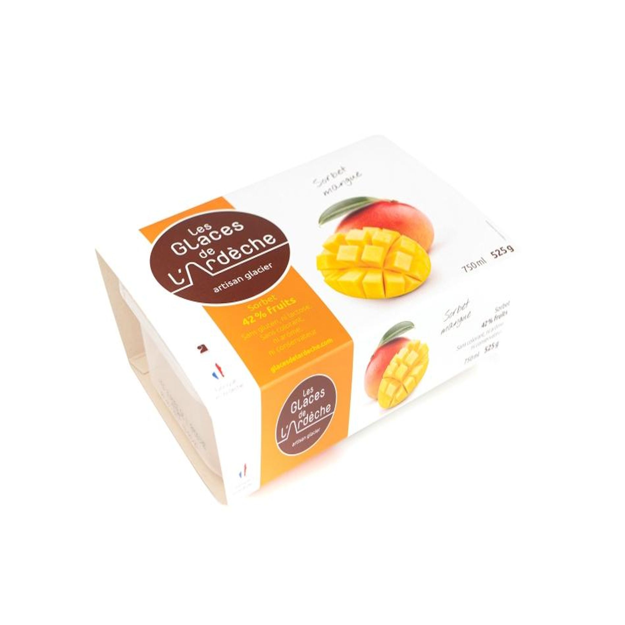 LES GLACES DE L'ARDECHE Sorbet mangue 550g