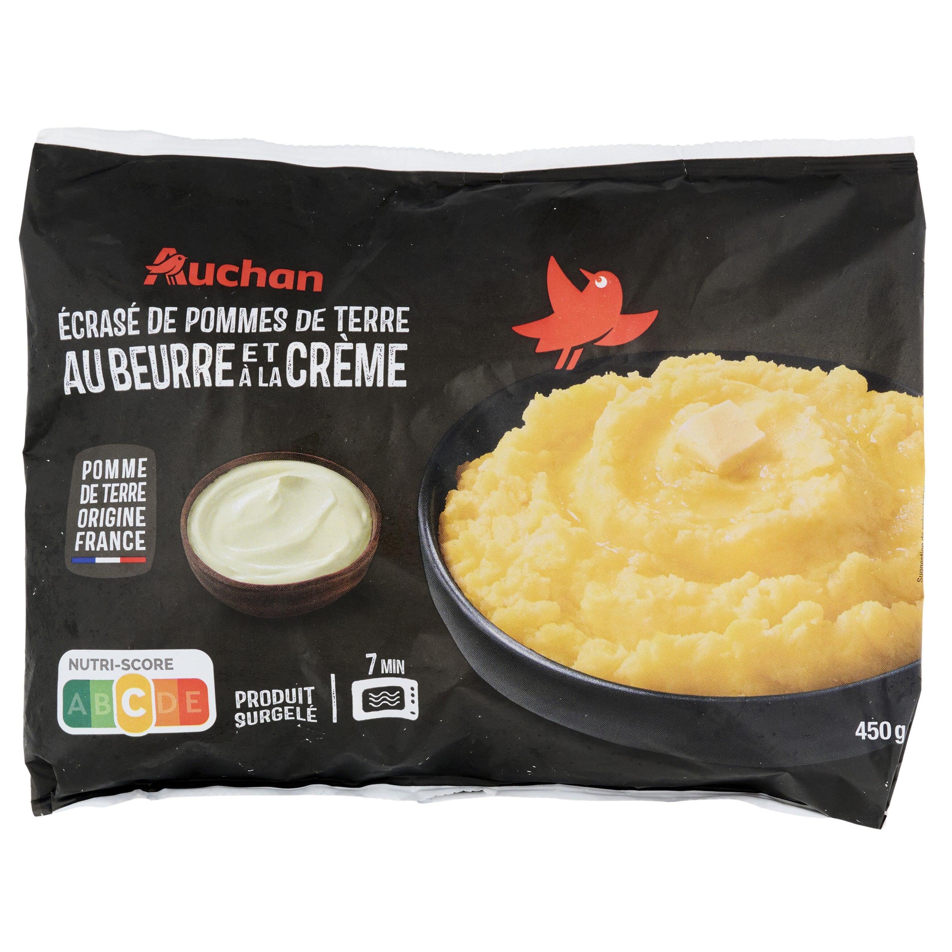 AUCHAN Ecrasé de pommes de terre au beurre et à la crème classique micro-onde 450g