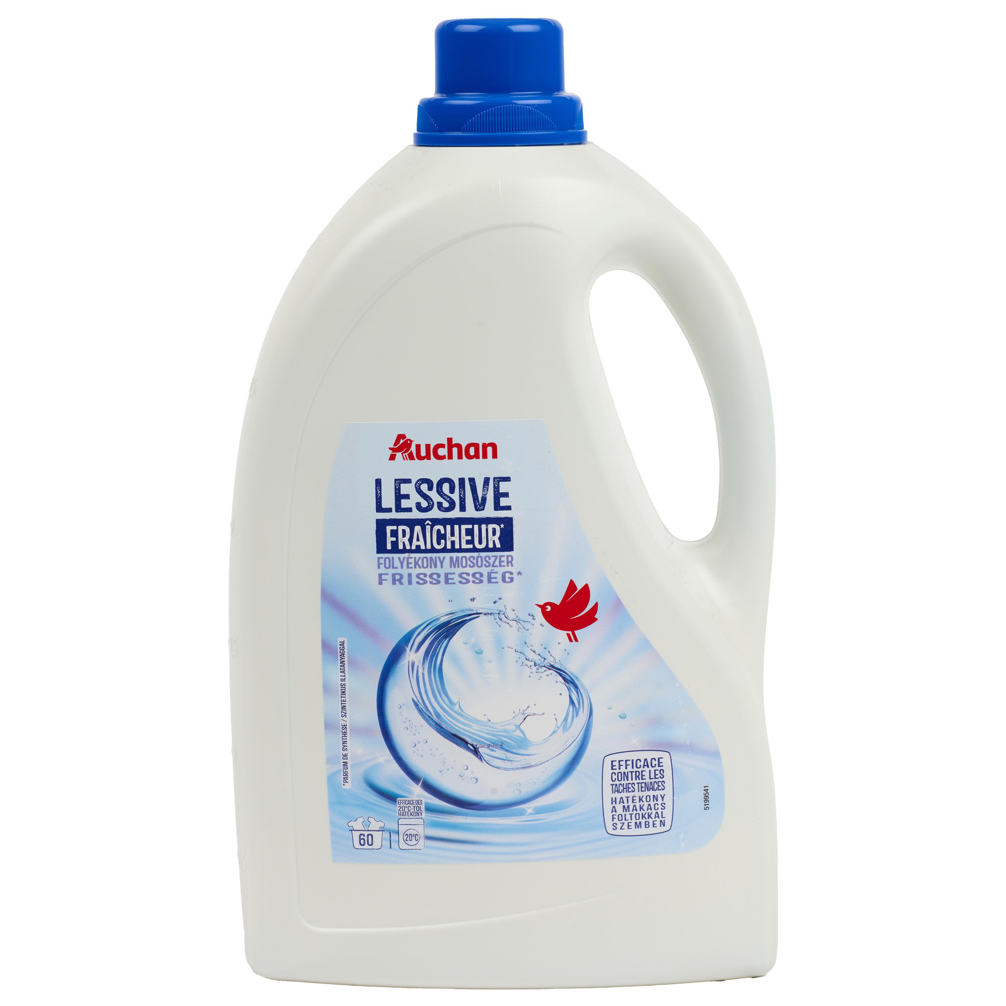 AUCHAN Lessive liquide fraîcheur bleu intense 60 lavages 3l