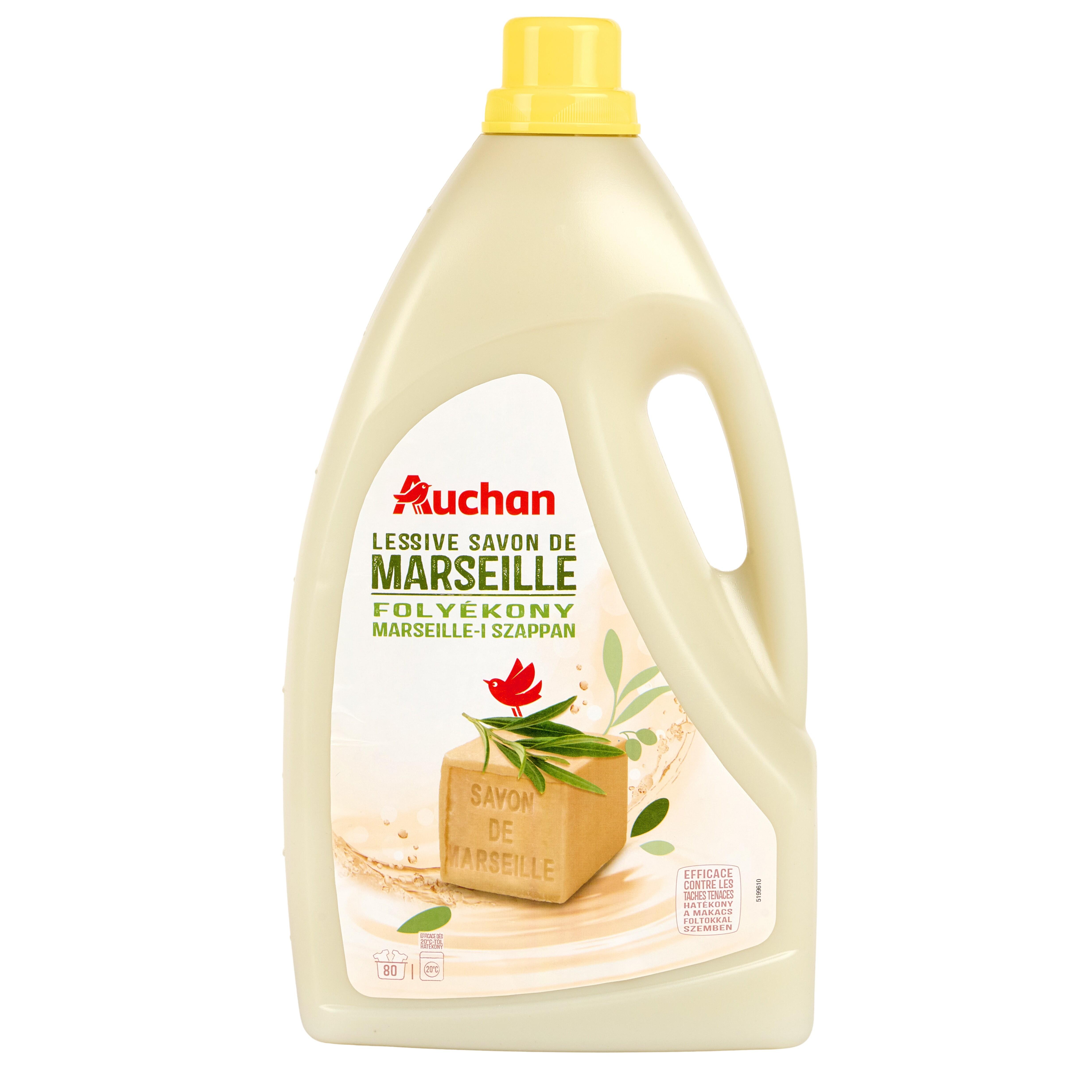 AUCHAN Lessive liquide savon de Marseille blanc et couleurs 80 lavages 4l 80 doses