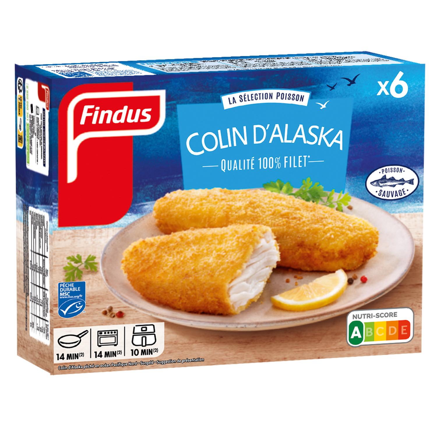 FINDUS Panés colin d'Alaska 100% filet MSC 6 pièces 600g