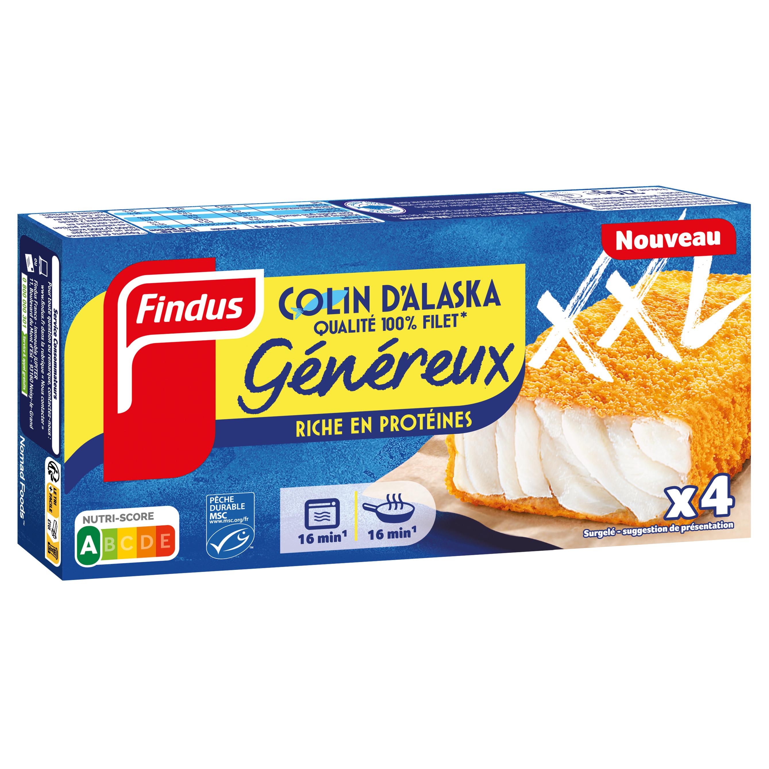 FINDUS Généreux de colin d'Alaska pané MSC 4 pièces 276g
