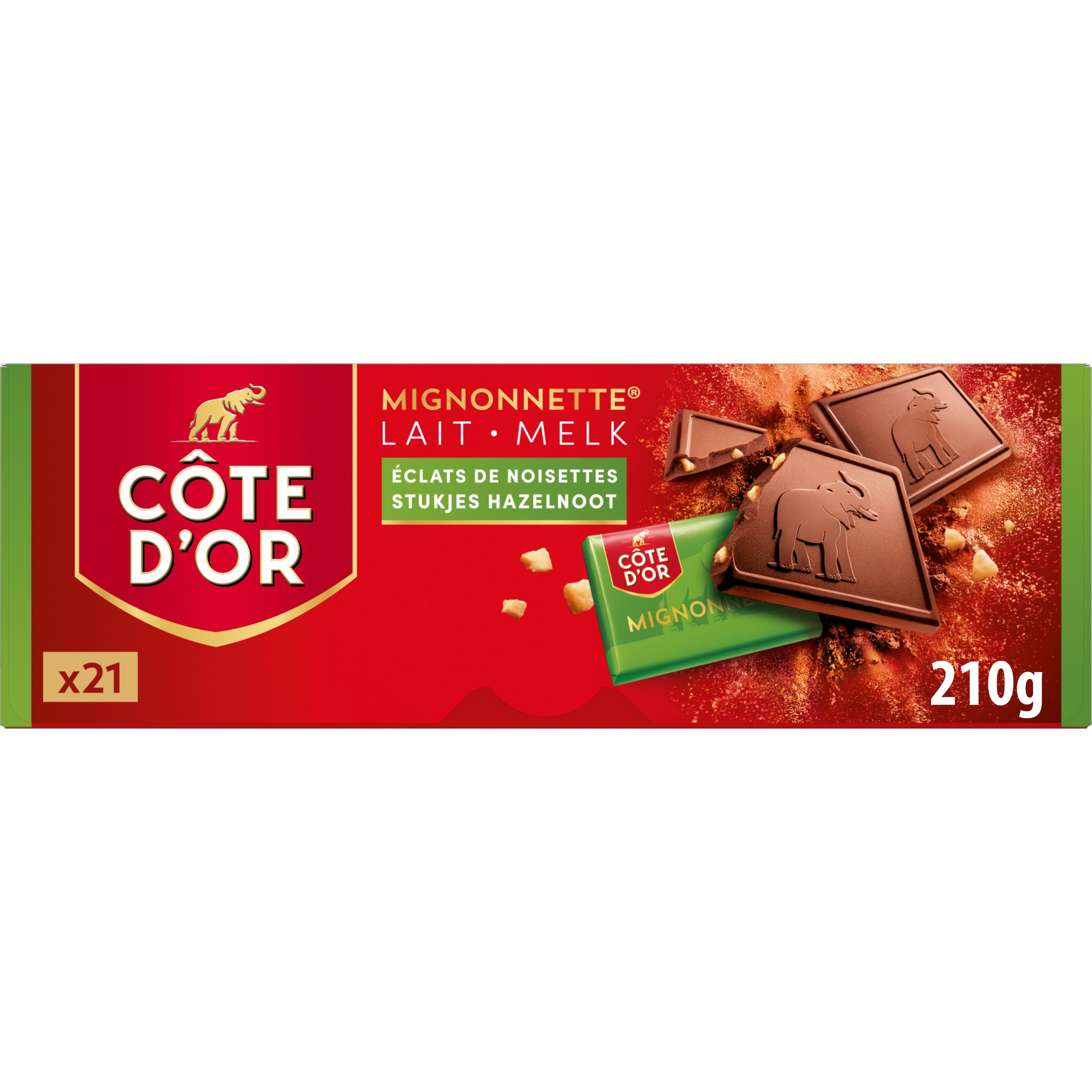 COTE D'OR Mignonnettes Tablette de chocolat au lait noisettes 210g