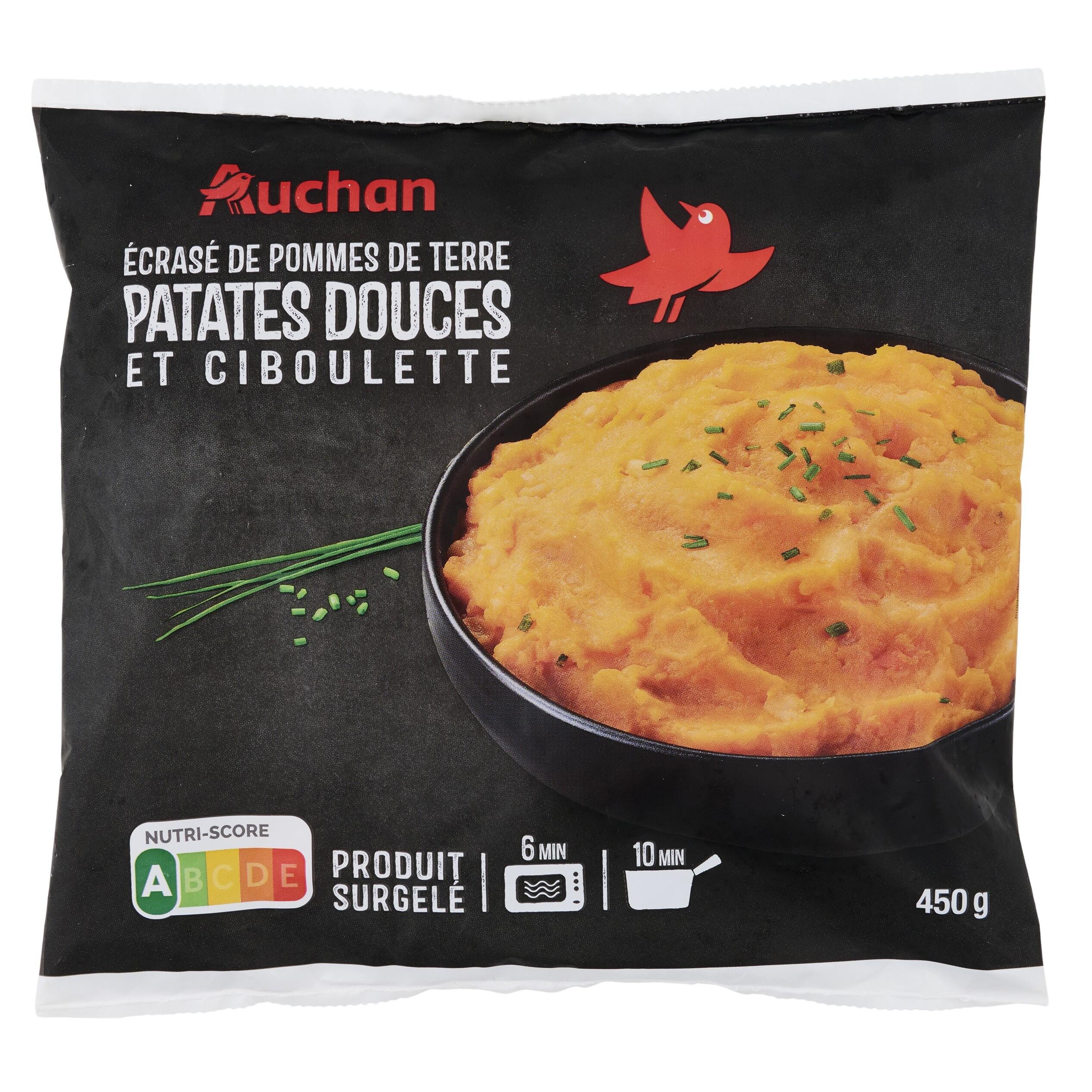 AUCHAN Ecrasé de pommes de terre patate douce et ciboulette 450g