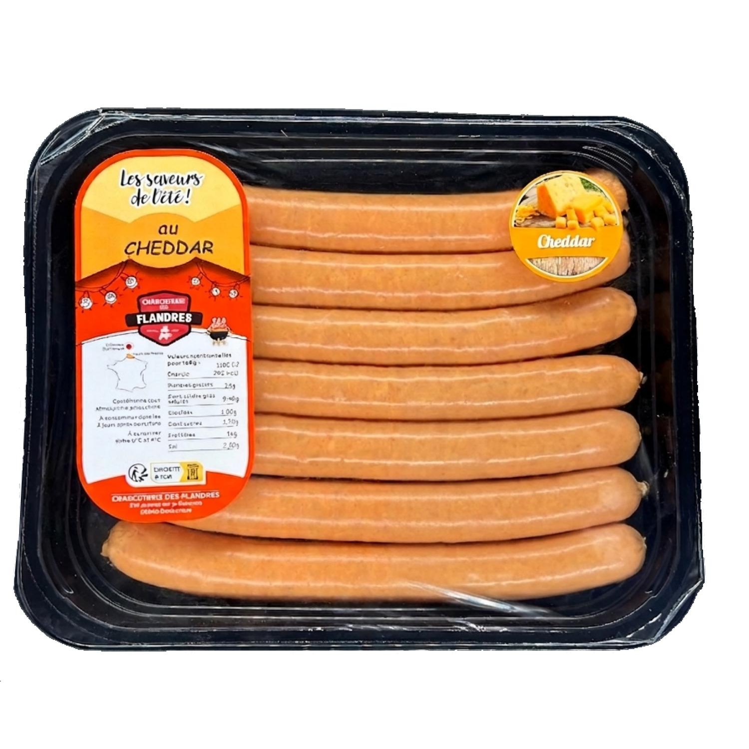 CHARCUTERIE DES FLANDRES Saucisses les saveurs de l'été au cheddar 7 pièces 490g
