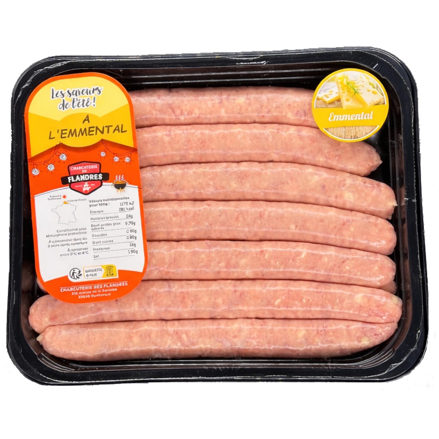 CHARCUTERIE DES FLANDRES Saucisses Les saveurs de l'été à l'emmental 7 pièces 490g