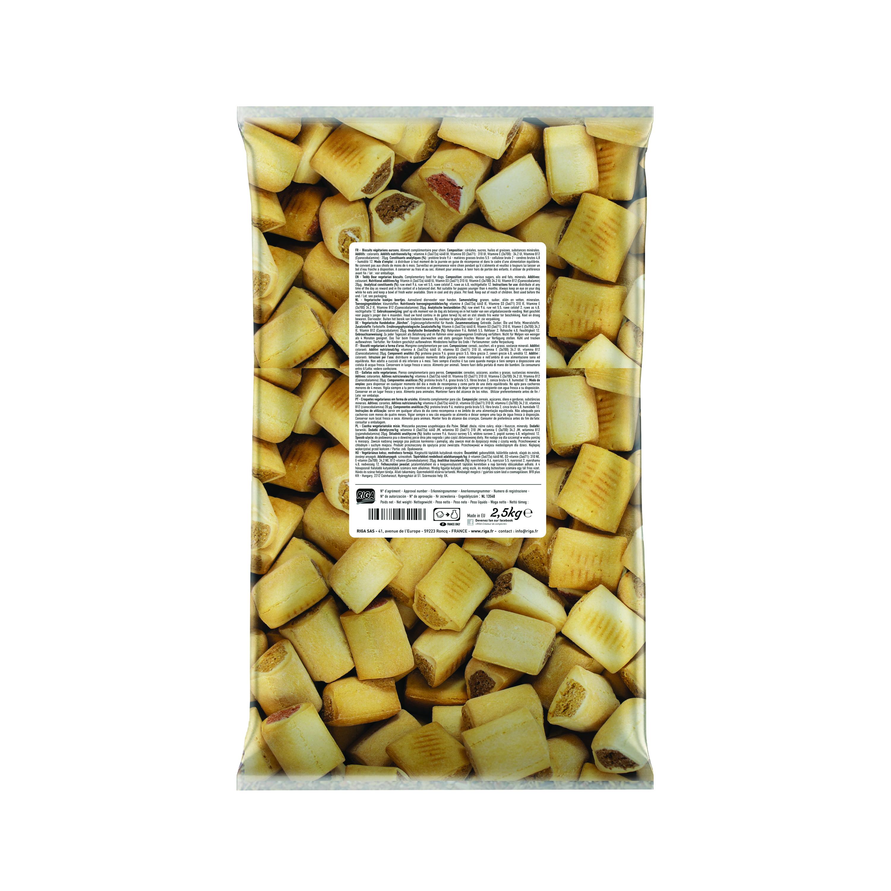 RIGA Friandises biscuits fourrés multi-saveurs pour chien 2,5kg