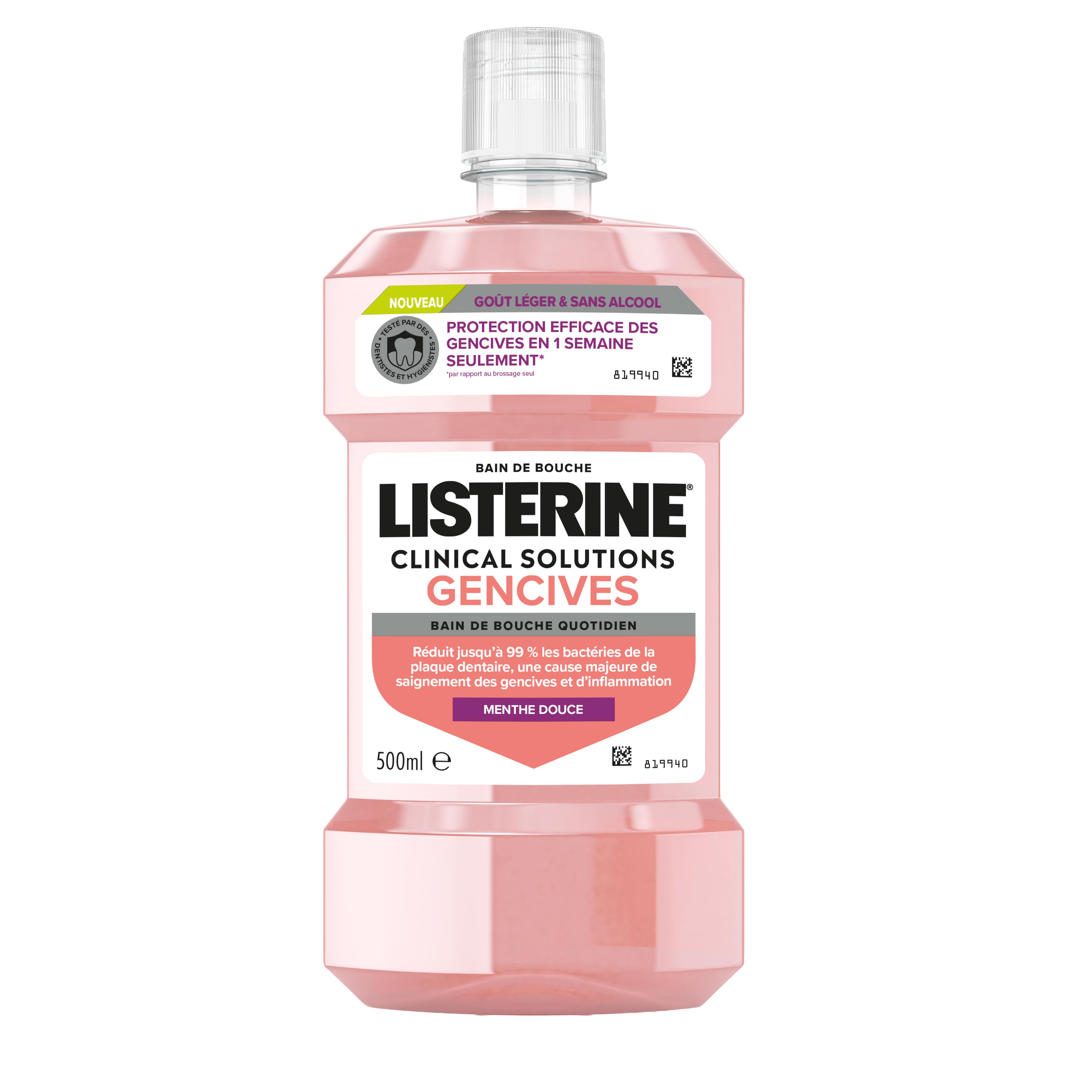 LISTERINE Clinical Solutions Bain de bouche soin gencives menthe douce sans alcool 500ml