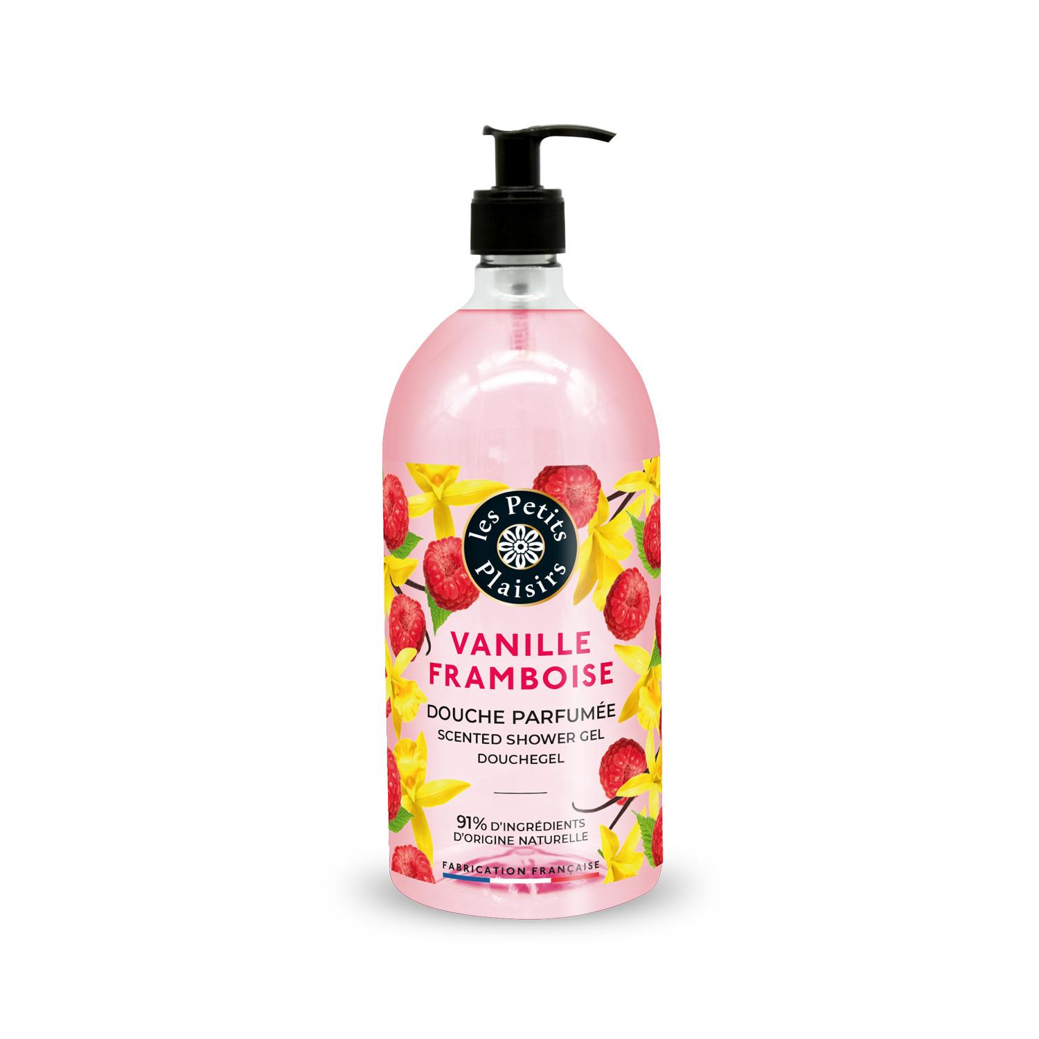 LES PETITS PLAISIRS Gel douche parfumée vanille framboise 1l