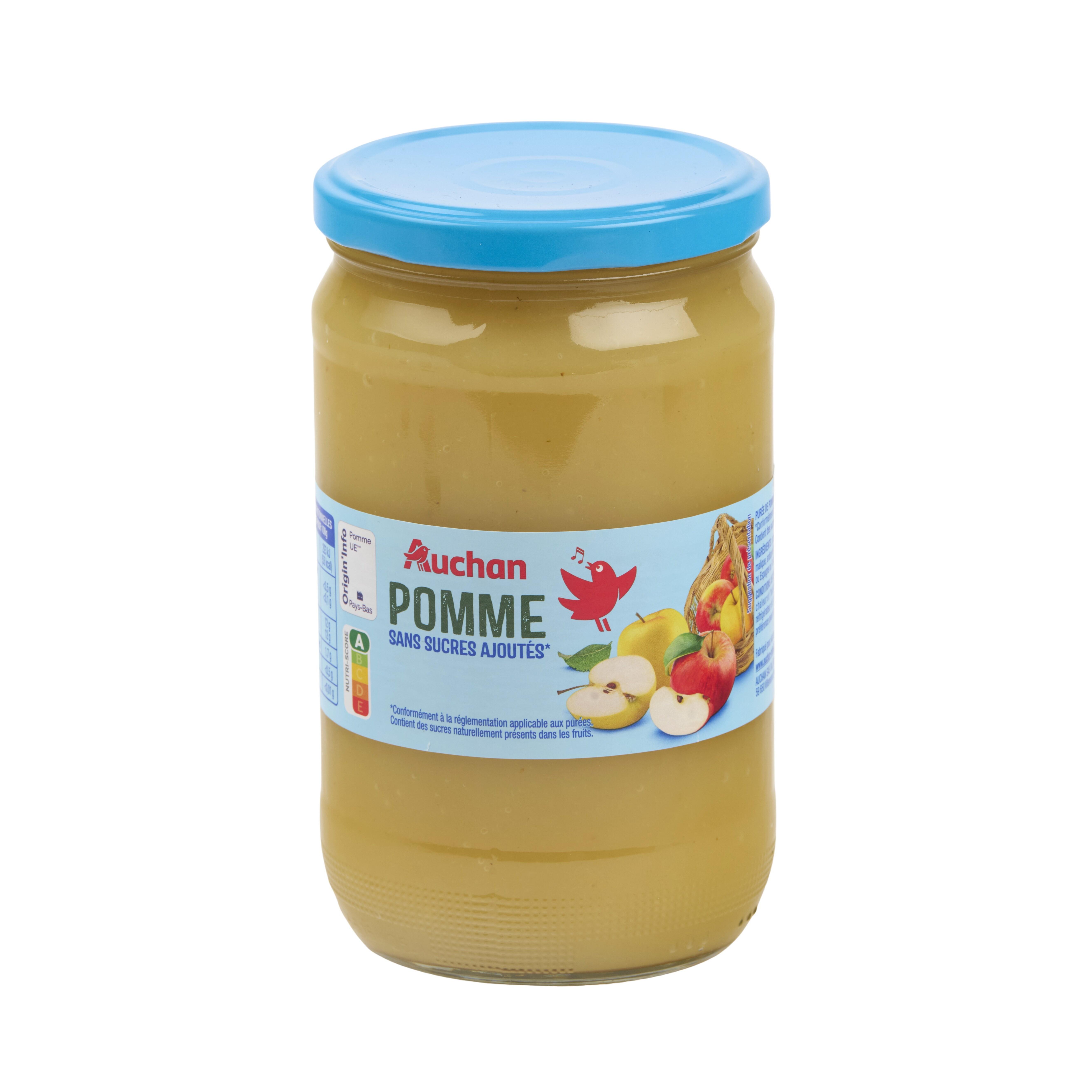 Voir la diapositive 2 : AUCHAN Purée de pomme sans sucres ajoutés en bocal 710g