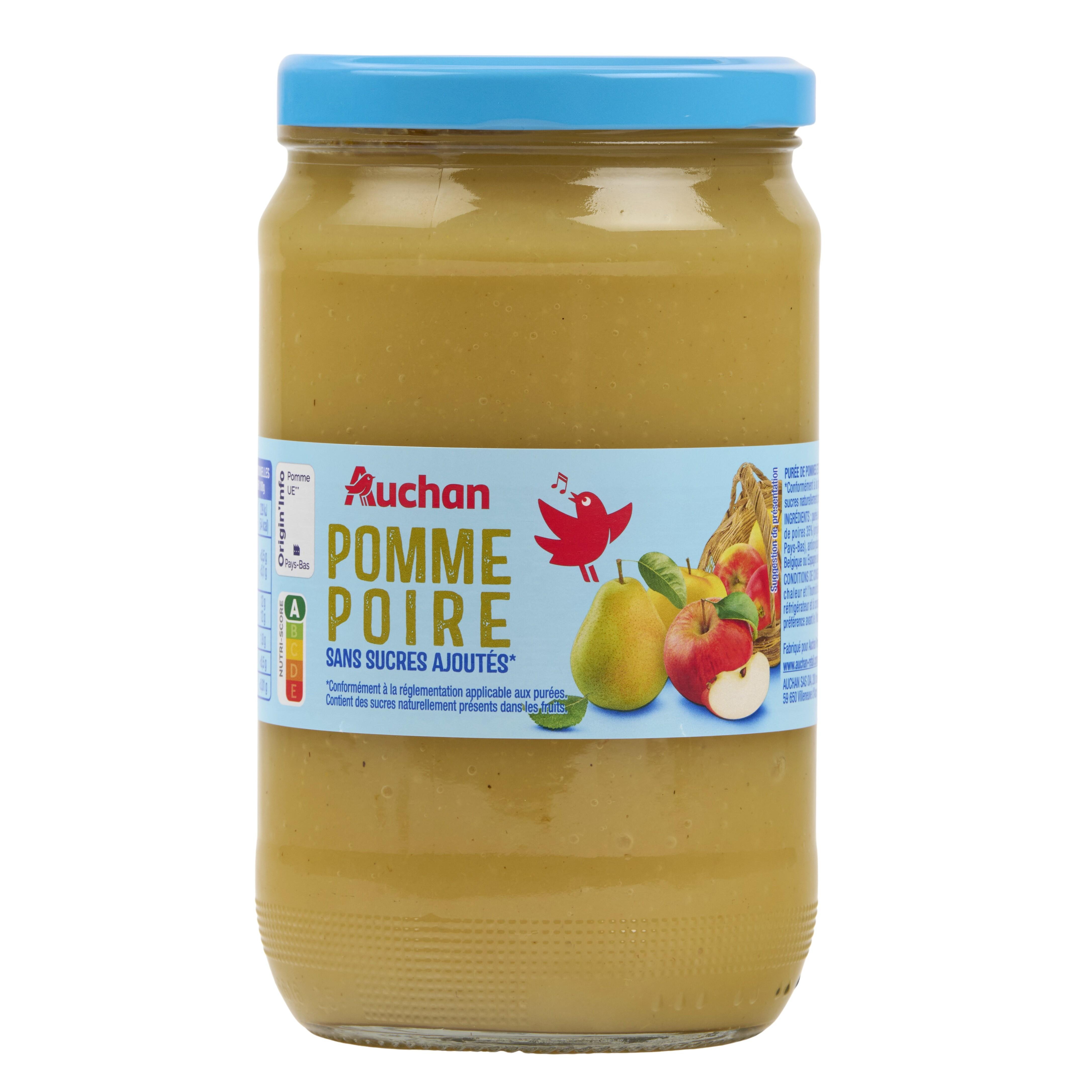 AUCHAN Spécialité pomme poire sans sucres ajoutés en bocal 710g