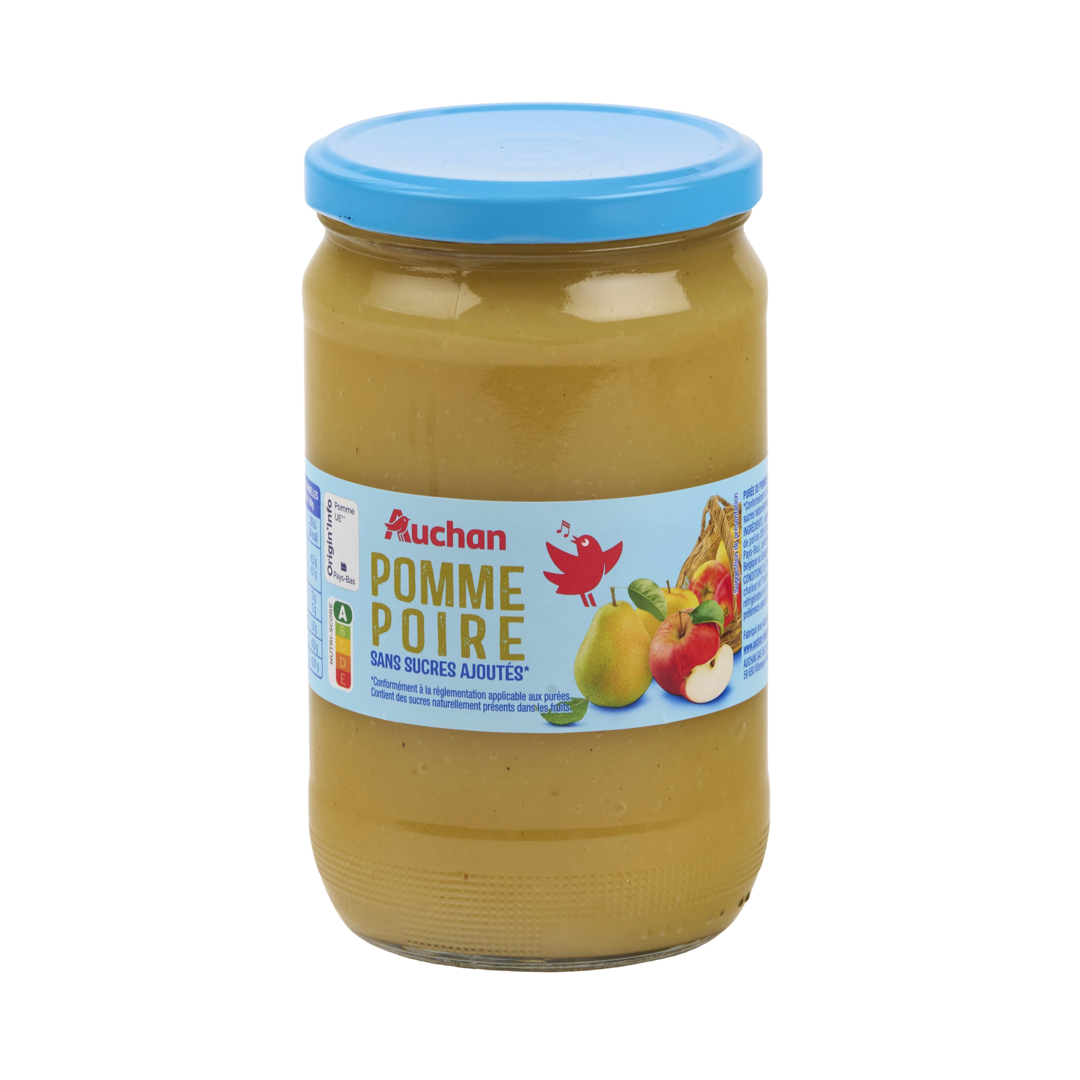 Voir la diapositive 3 : AUCHAN Spécialité pomme poire sans sucres ajoutés en bocal 710g