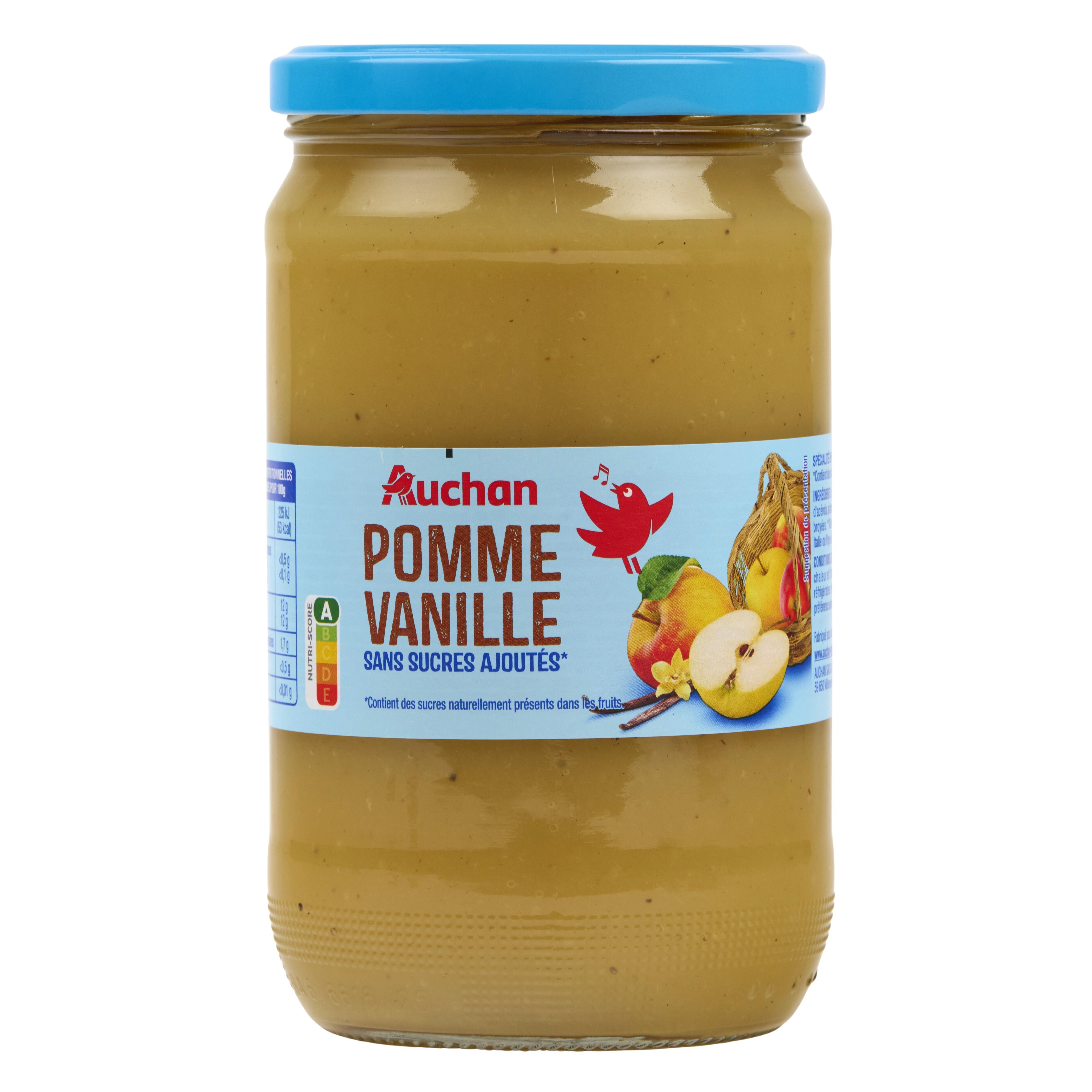 AUCHAN Spécialité pomme vanille sans sucres ajoutés en bocal 710g
