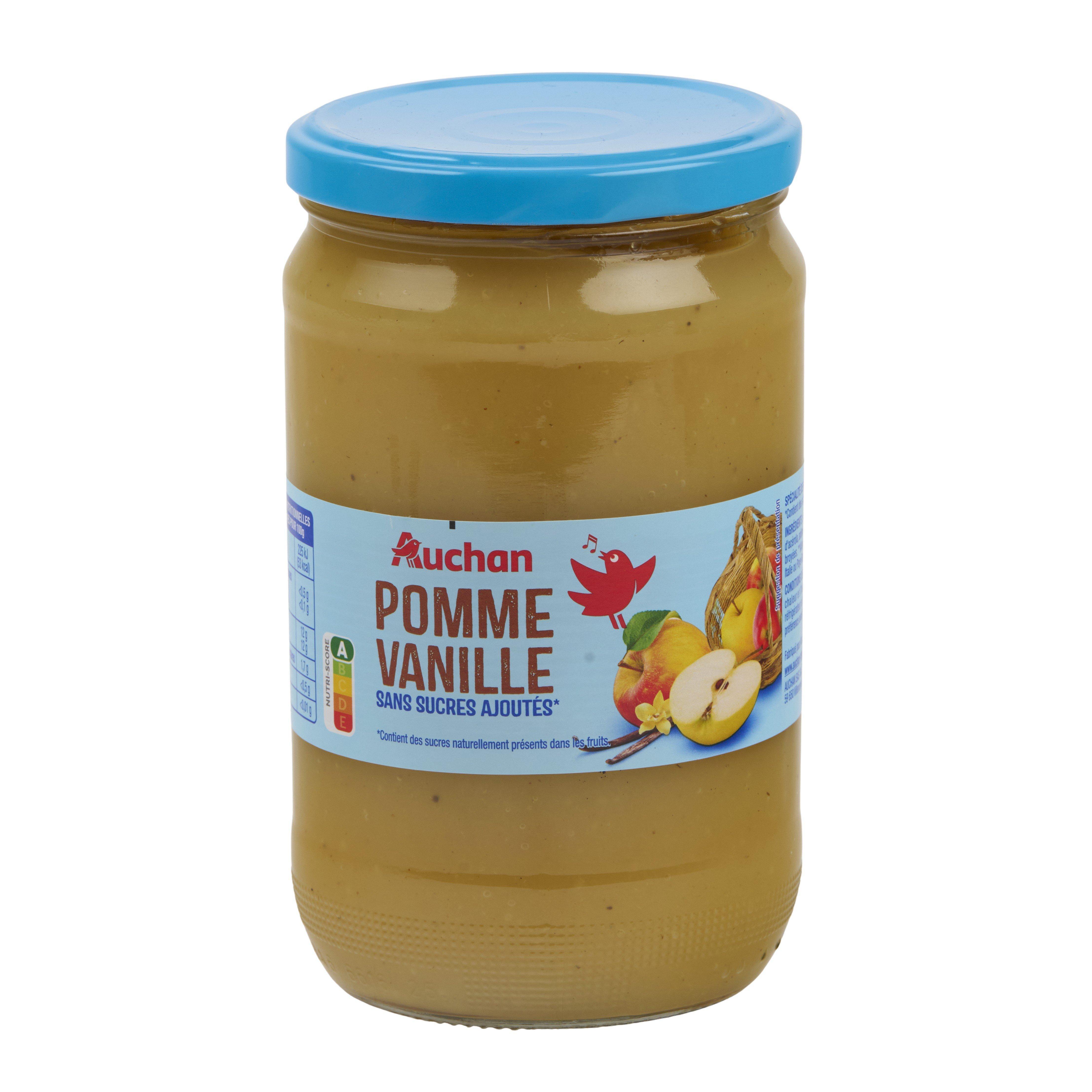Voir la diapositive 4 : AUCHAN Spécialité pomme vanille sans sucres ajoutés en bocal 710g