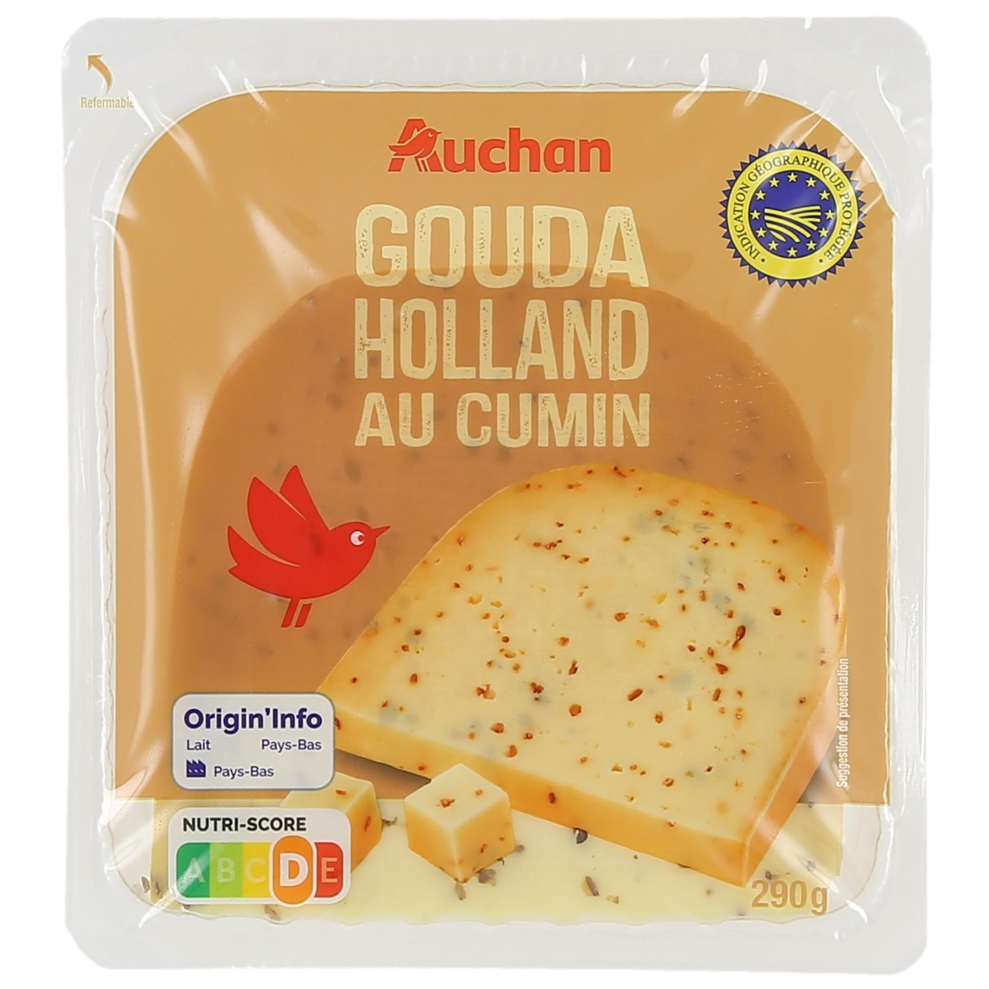 AUCHAN Gouda en bloc au cumin 290g