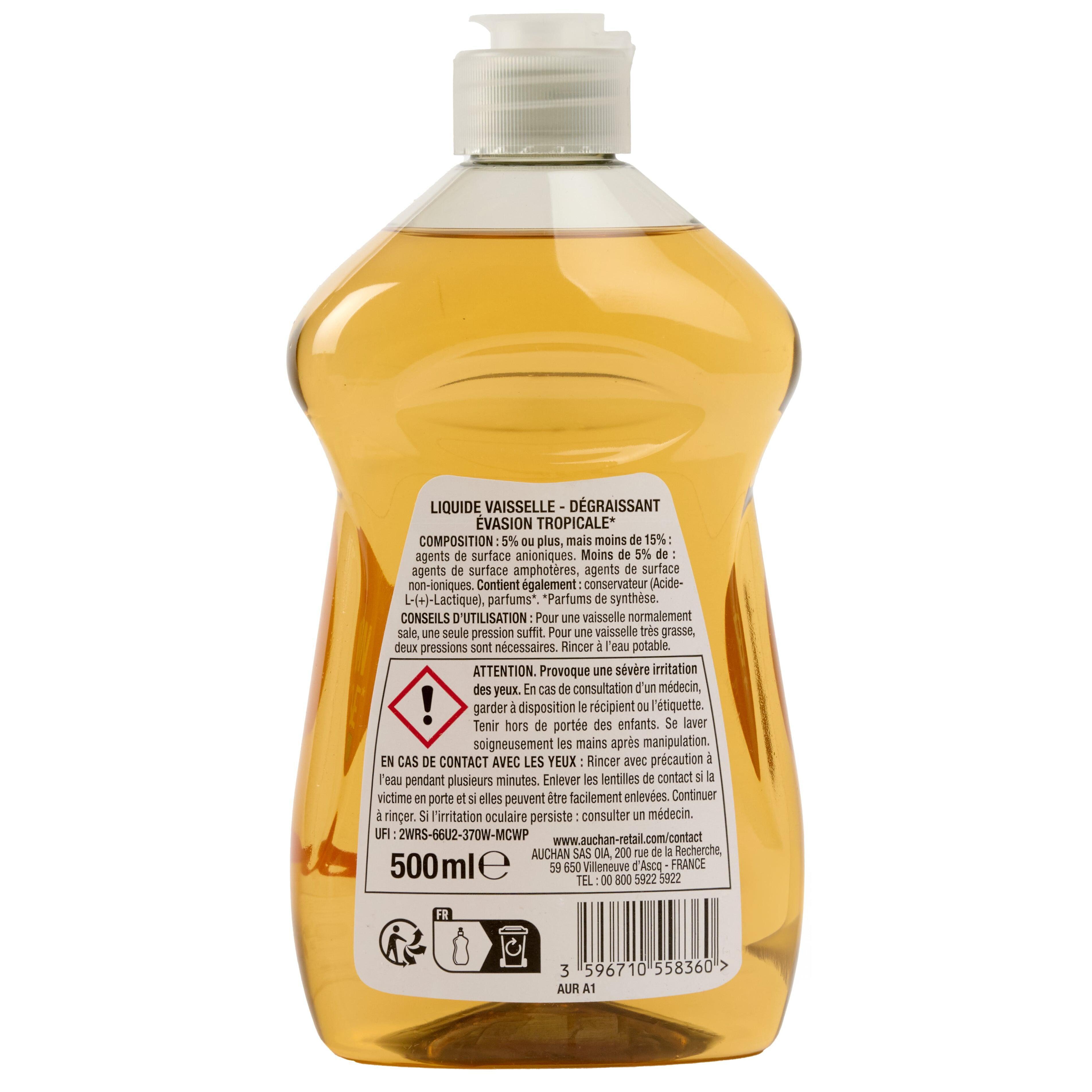 Voir la diapositive 2 : AUCHAN Liquide vaisselle évasion tropicale 500ml