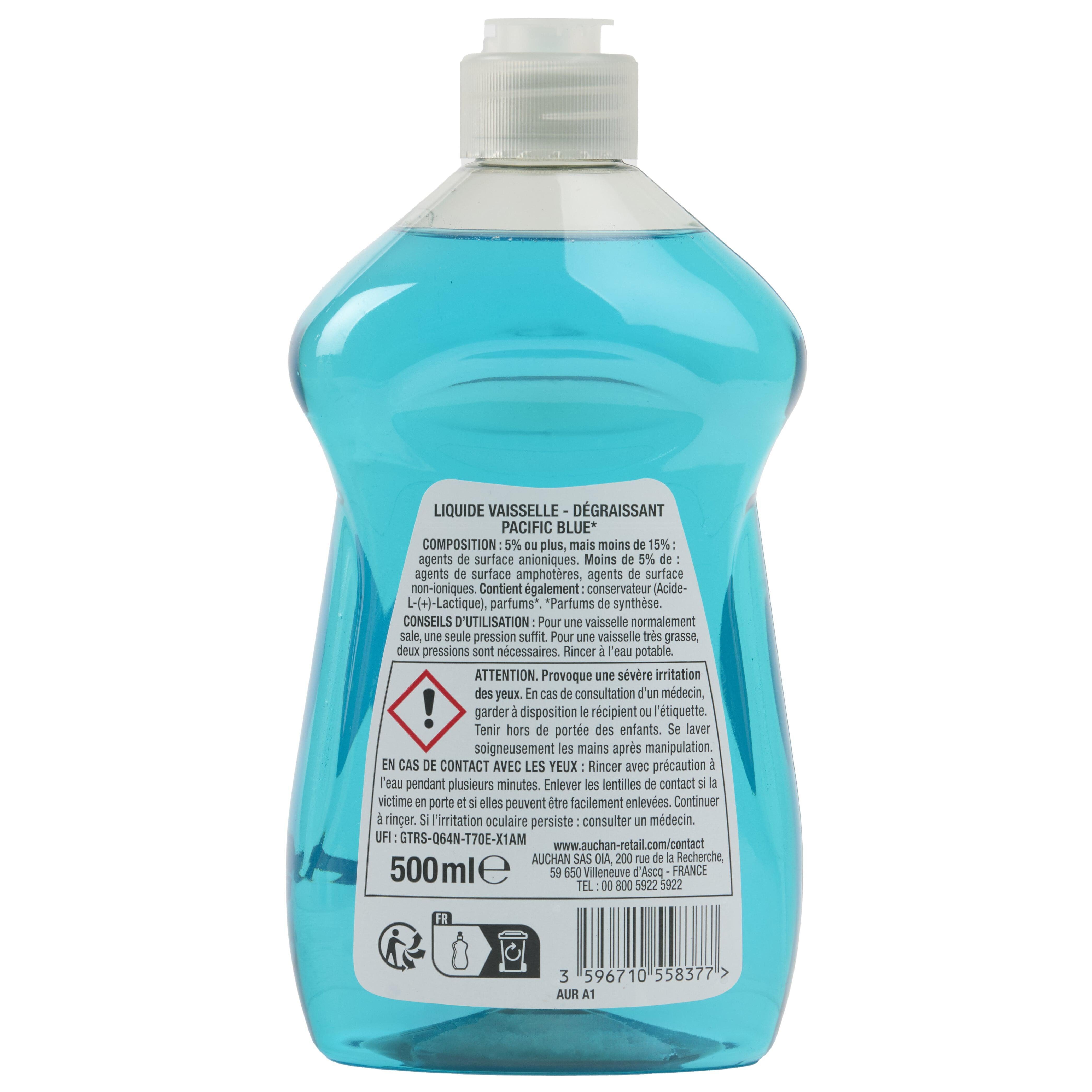 Voir la diapositive 2 : AUCHAN Liquide vaisselle dégraissant Pacific Blue 500ml