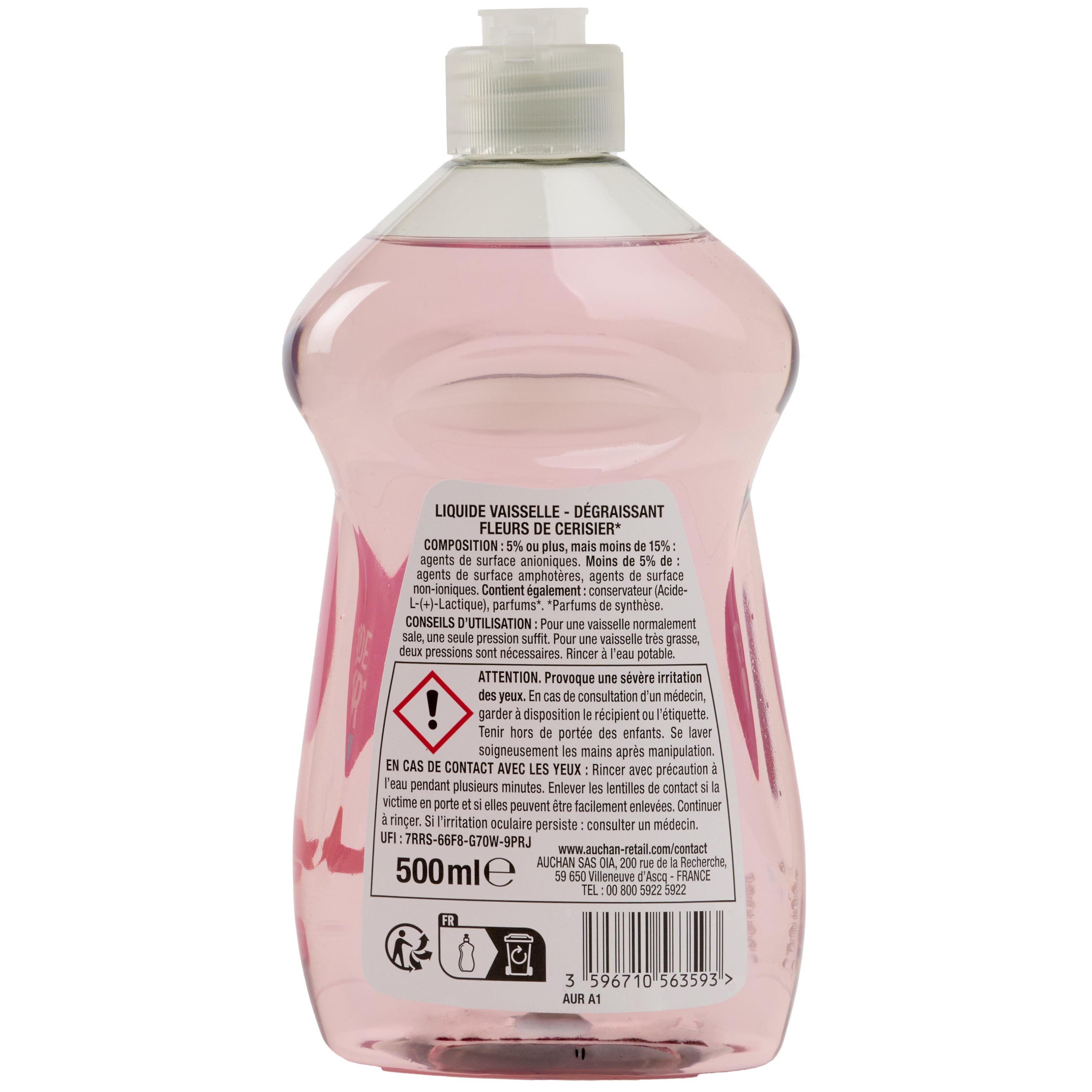 Voir la diapositive 2 : AUCHAN Liquide vaisselle dégraissant fleurs de cerisier 500ml
