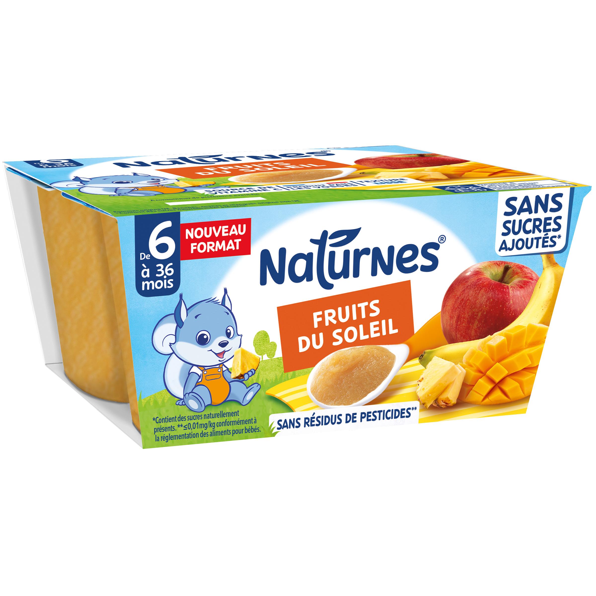 NATURNES Compote fruits du soleil sans sucres ajoutés dès 6 mois 4x100g