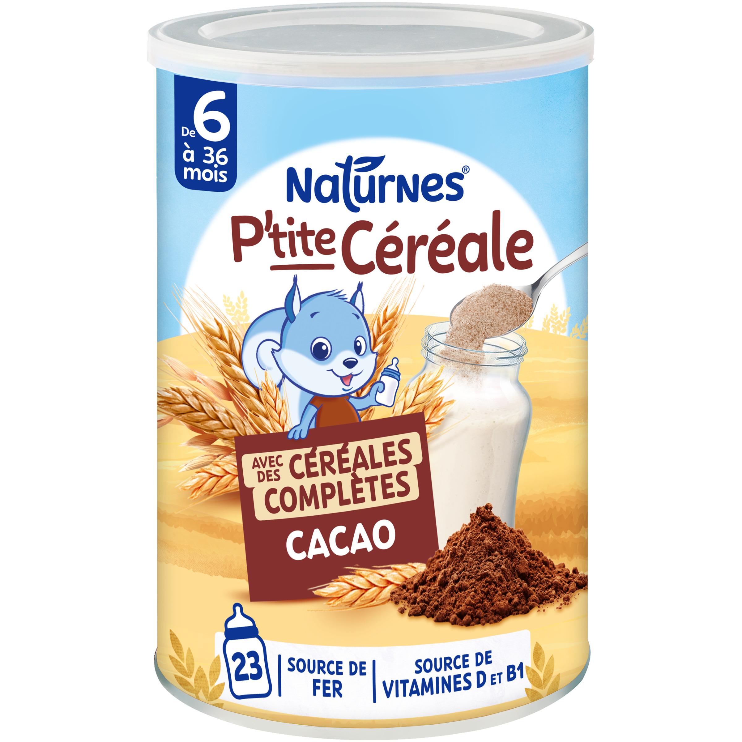 NATURNES P'tite Céréale Naturnes céréales complètes en poudre cacao dès 6 mois 415g
